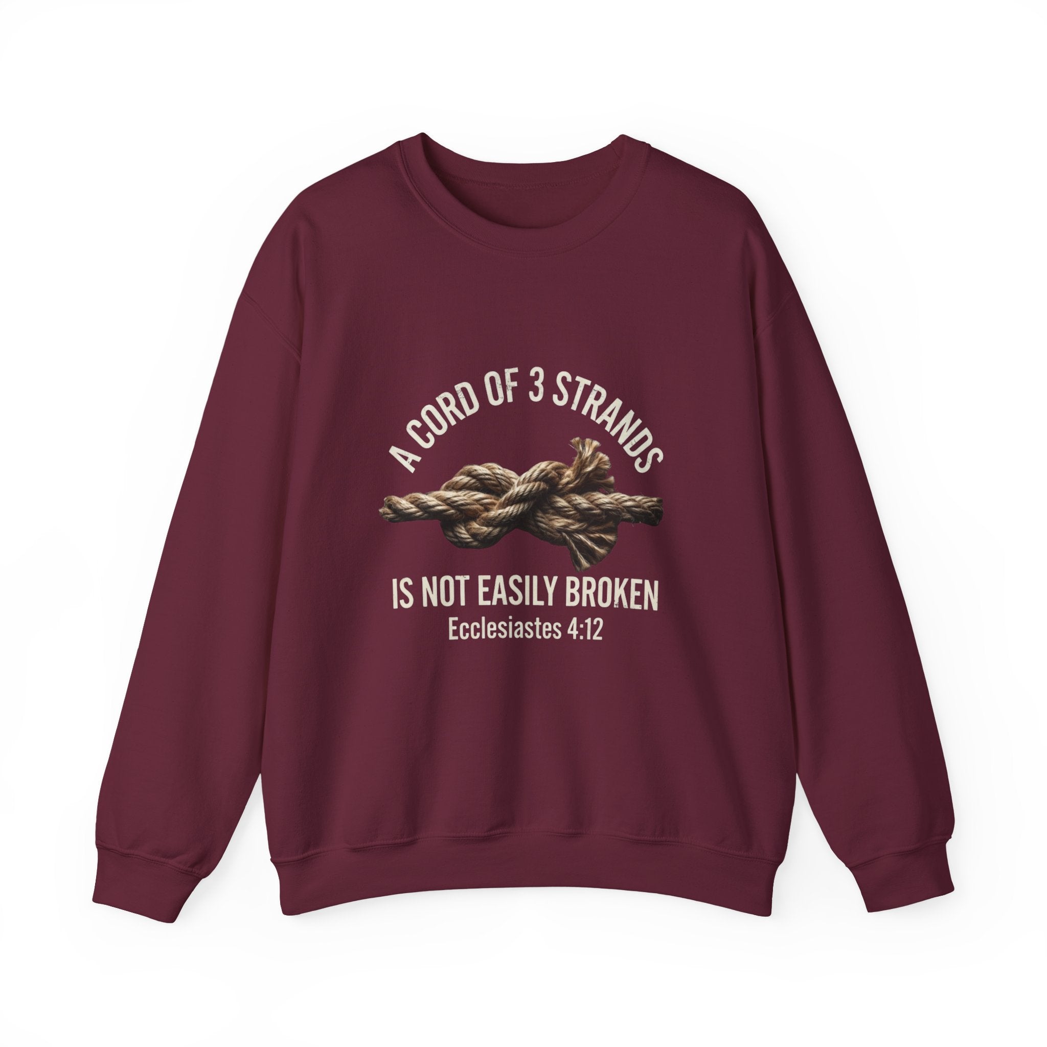 A Cord of 3 Strands Crewneck Sweatshirt — Ecclesiastes 4:12 — Christian Faith Pullover