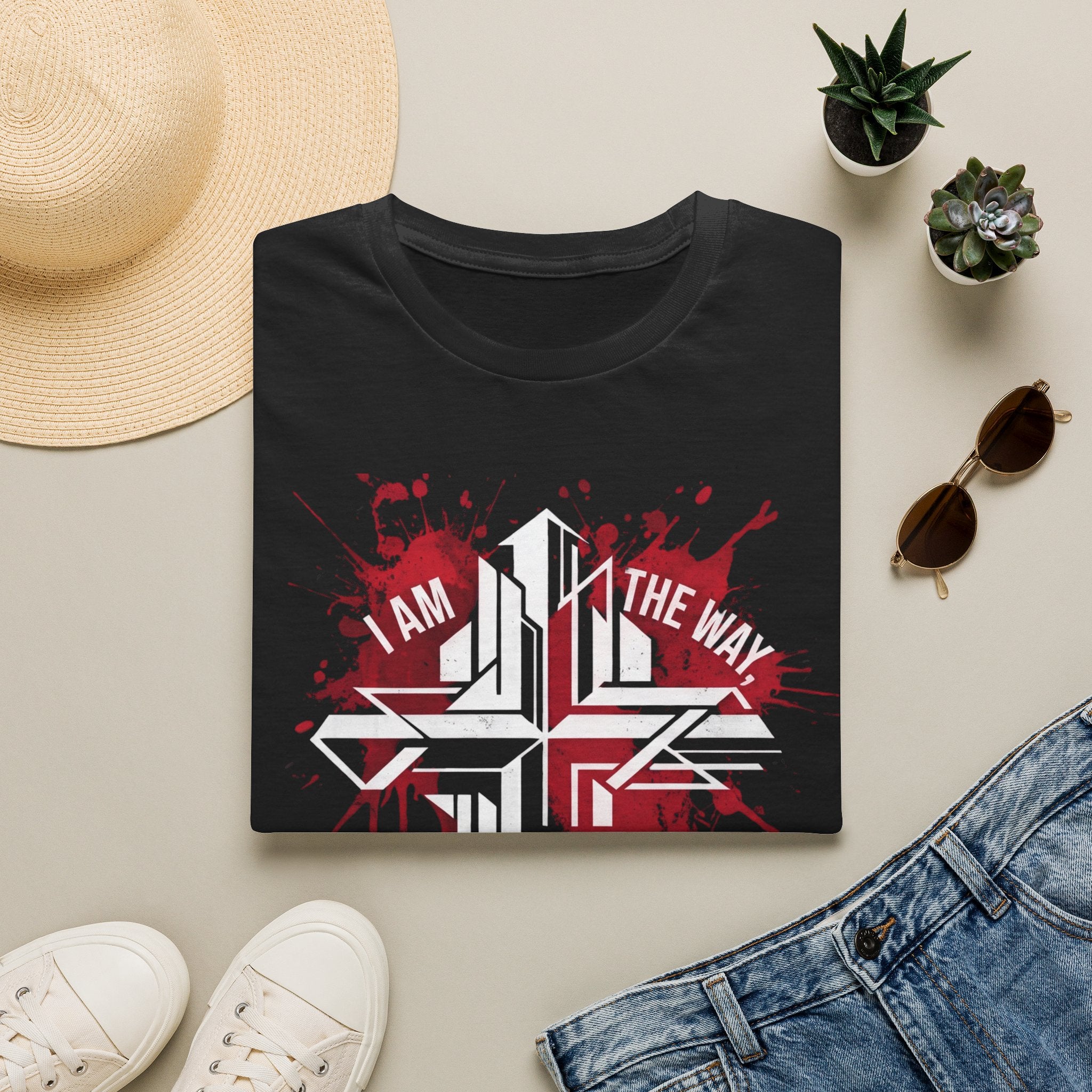 Christian Cross T-Shirt — "I Am the Way, the Truth & the Life" Faith Tee