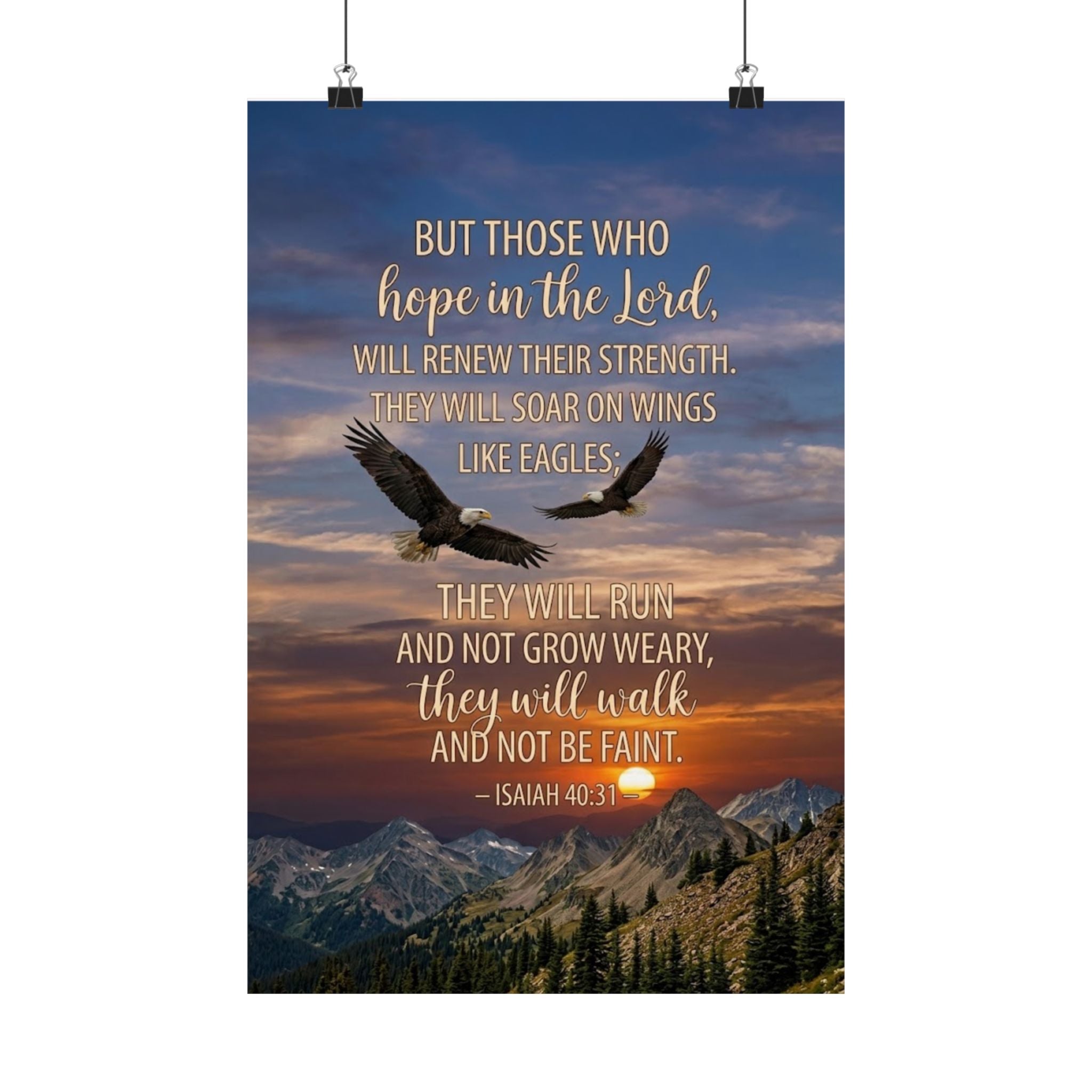 Isaiah 40:31 Eagle Prayer Poster — Christian Wall Art Print