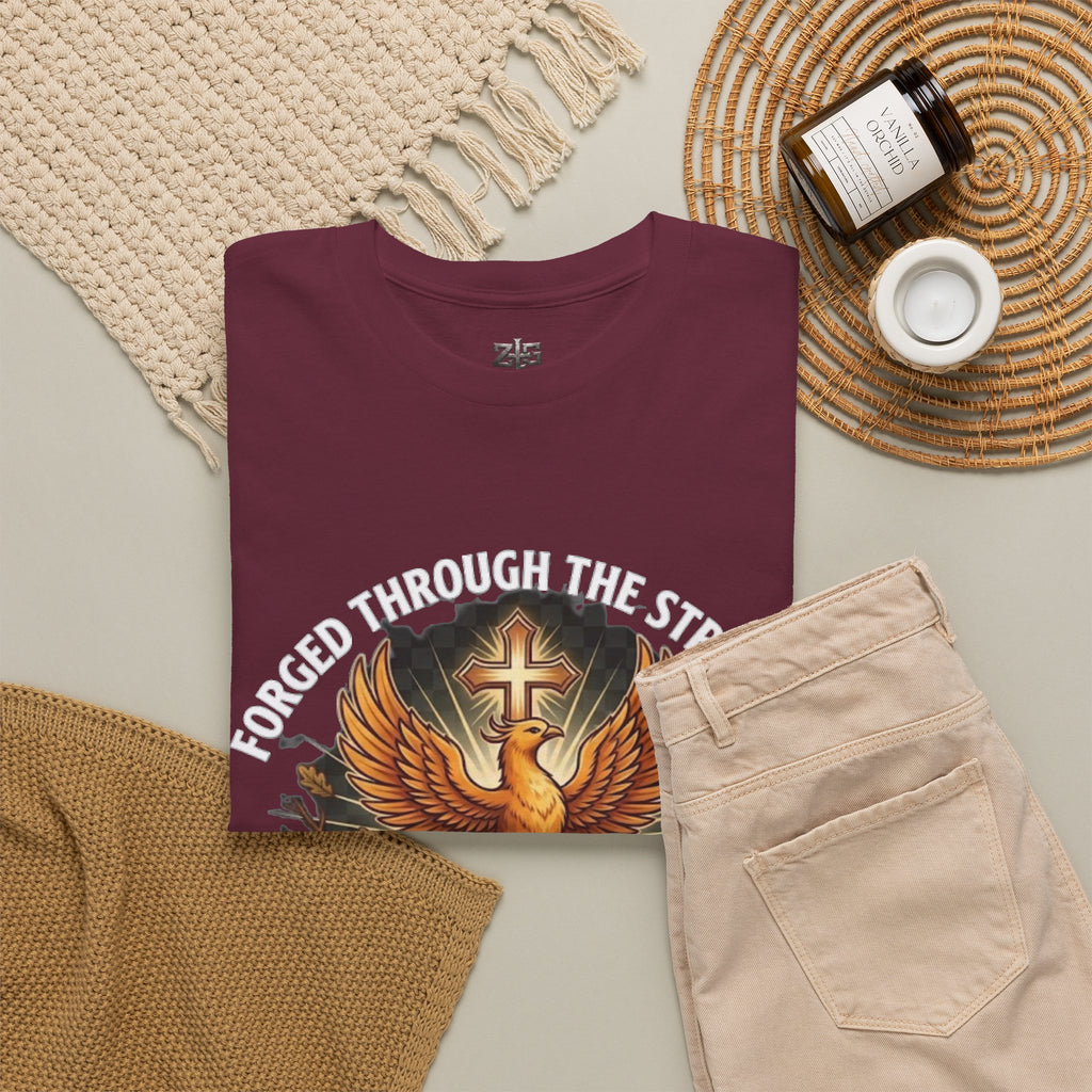 Christian Phoenix Tee - Forged Through the Struggle - Rebirth from Ashes - Isaiah 61:3