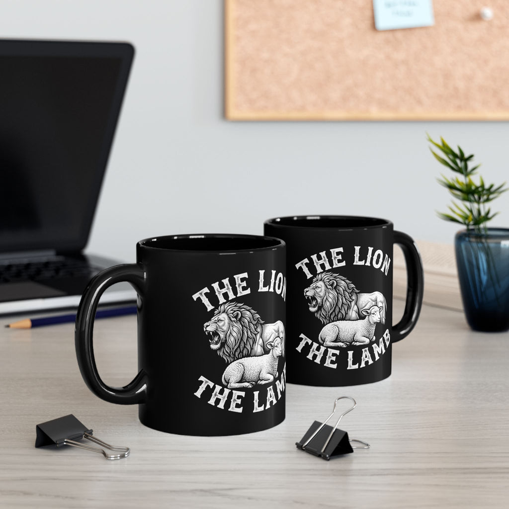 The Lion & The Lamb Black Mug — Christian Faith Coffee Mug | Zero FG