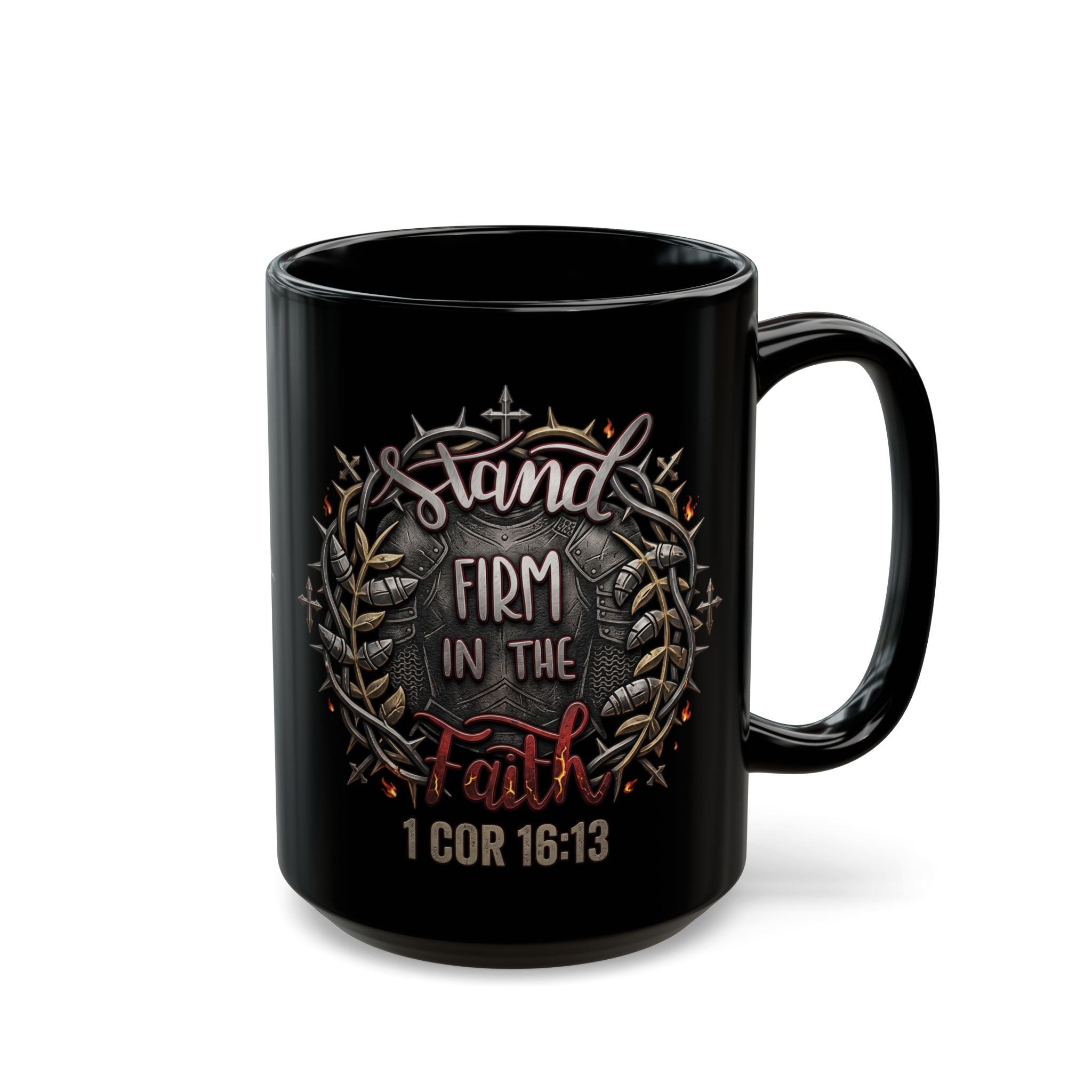 Stand Firm In The Faith Black Mug