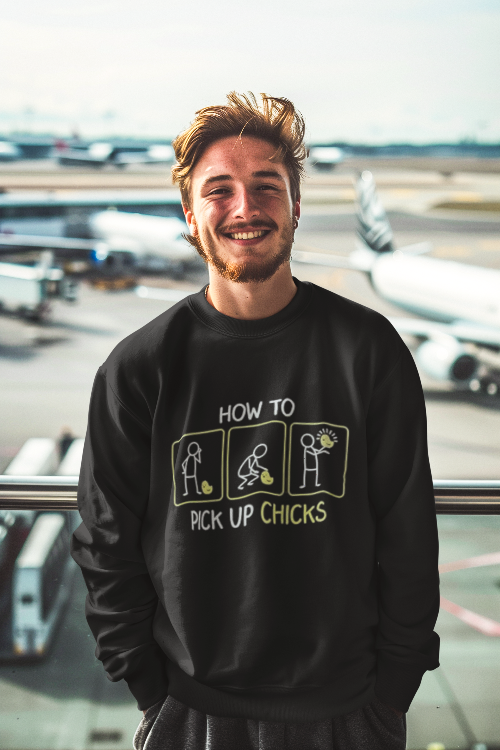 How to Pick Up Chicks Sweatshirt – Funny Graphic Pullover