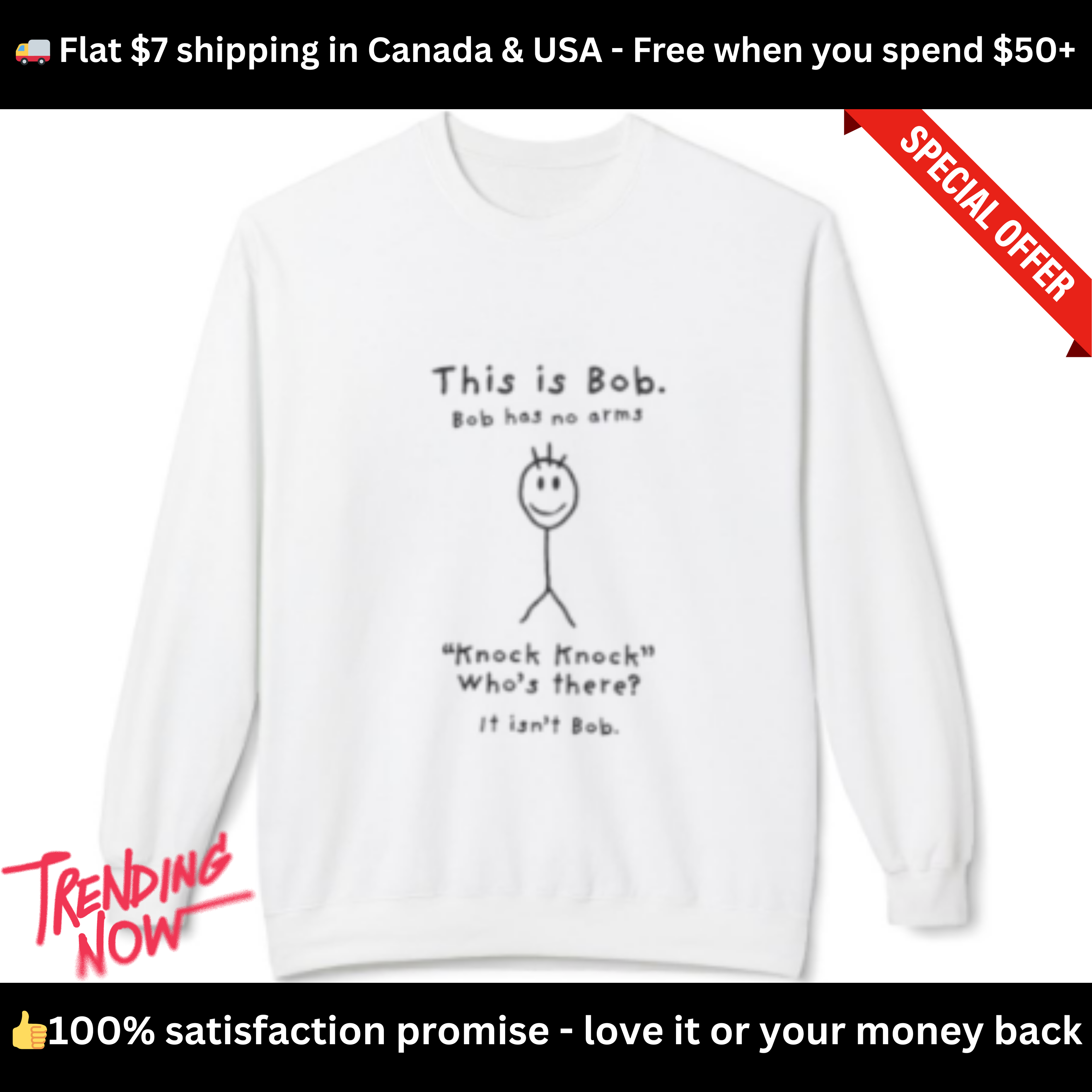 This Is Bob Funny Stick Figure Sweatshirt – Dark Humor Joke
