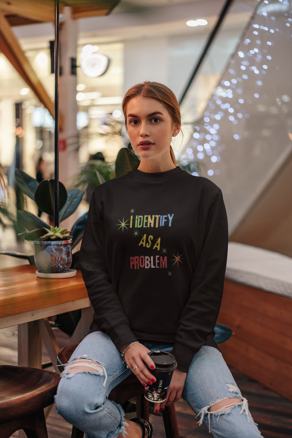 I Identify As a Problem Crewneck Sweatshirt