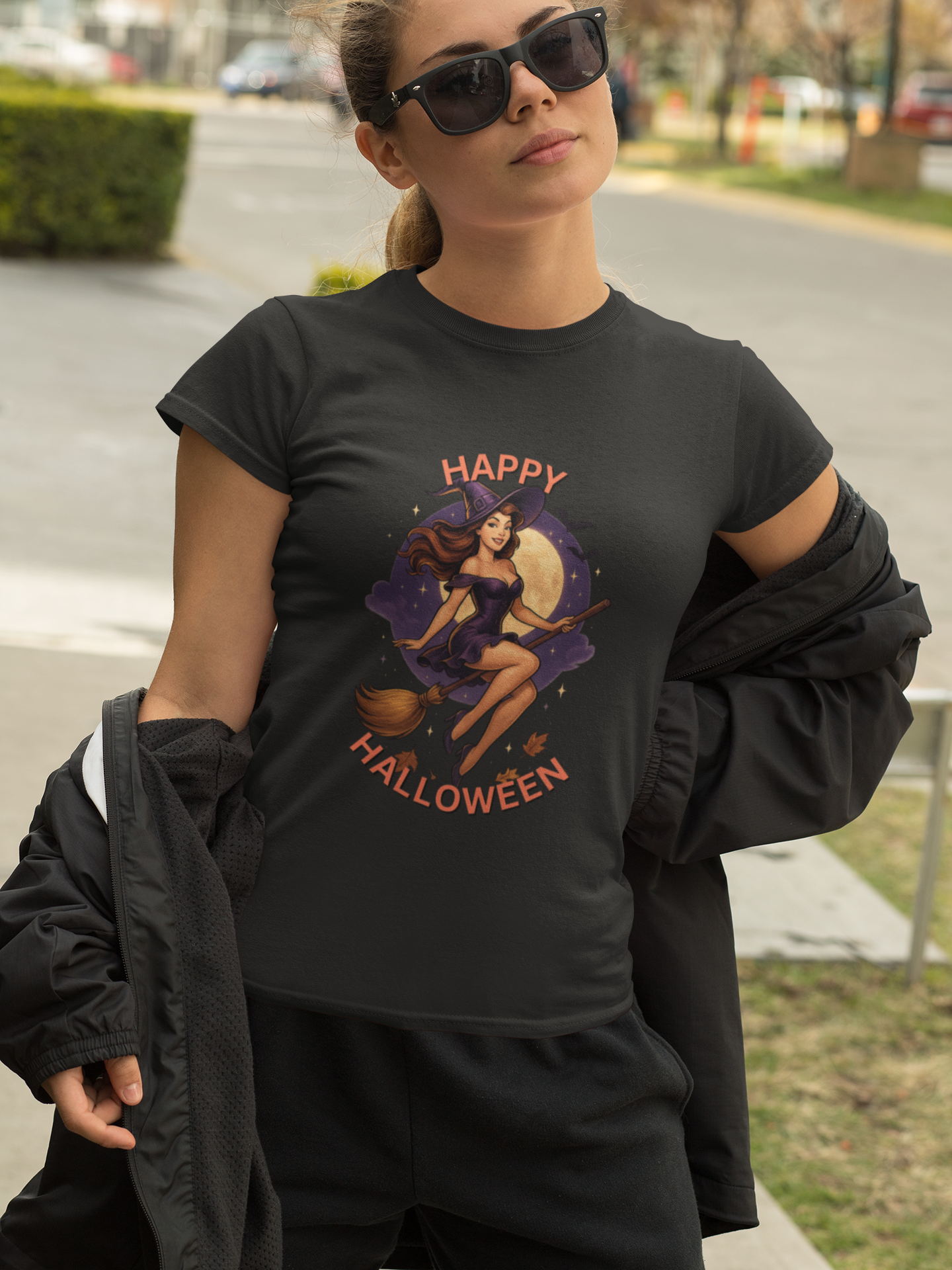 Happy Halloween Witch Tee | Unisex Heavy Cotton Graphic T-Shirt