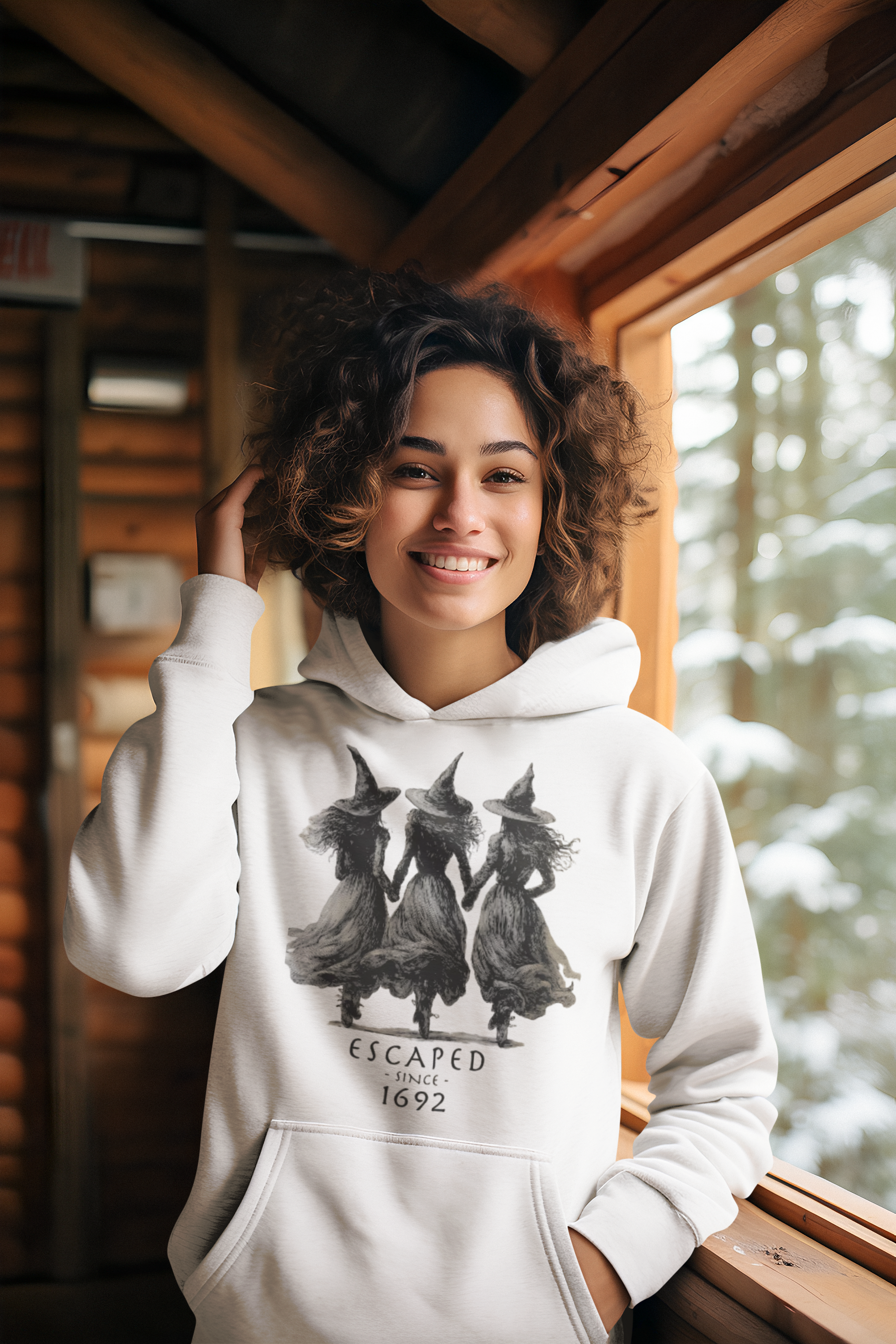 Witch Sisters “Escaped Since 1692” Halloween Hoodie