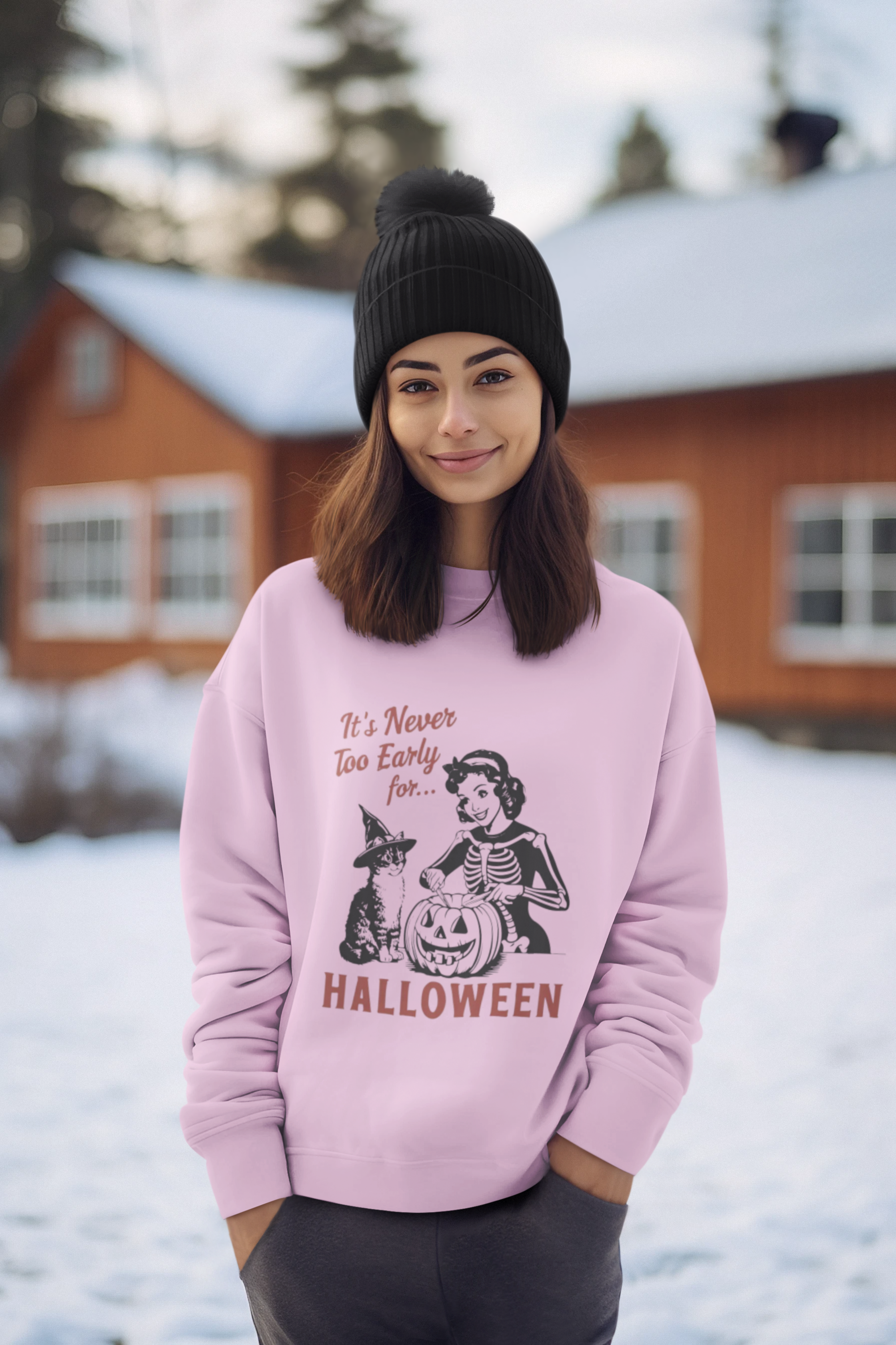 It’s Never Too Early for Halloween Retro Skeleton Cat Sweatshirt
