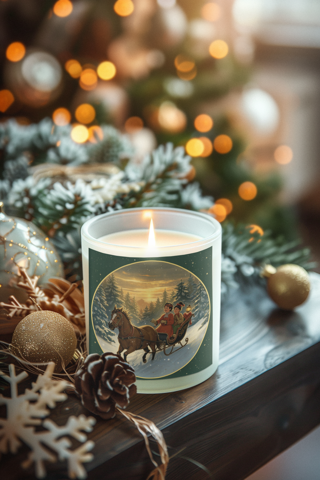Winter Sleigh Candle – Cozy Holiday Jar (4oz/9oz)