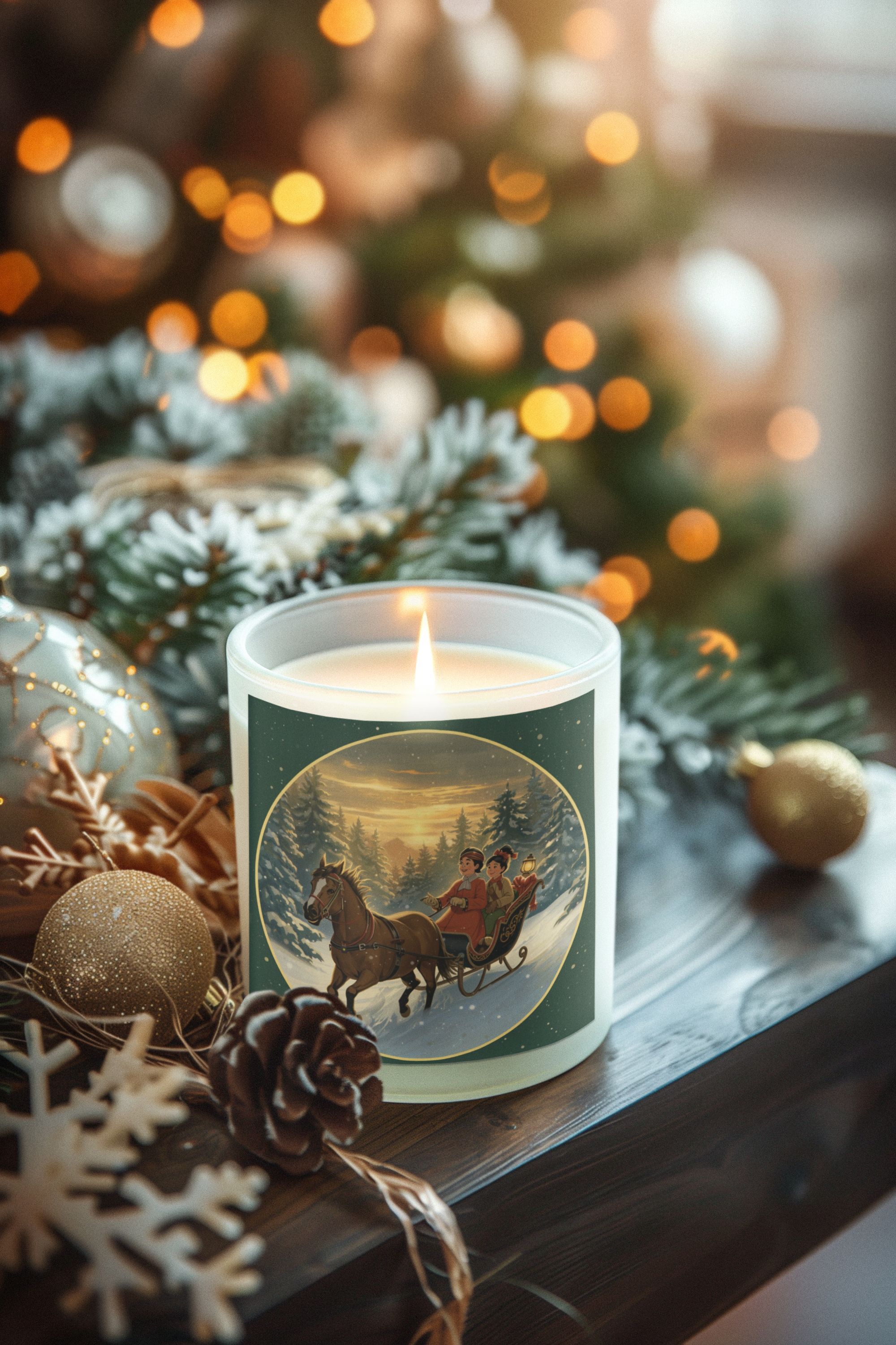 Winter Sleigh Candle – Cozy Holiday Jar (4oz/9oz)