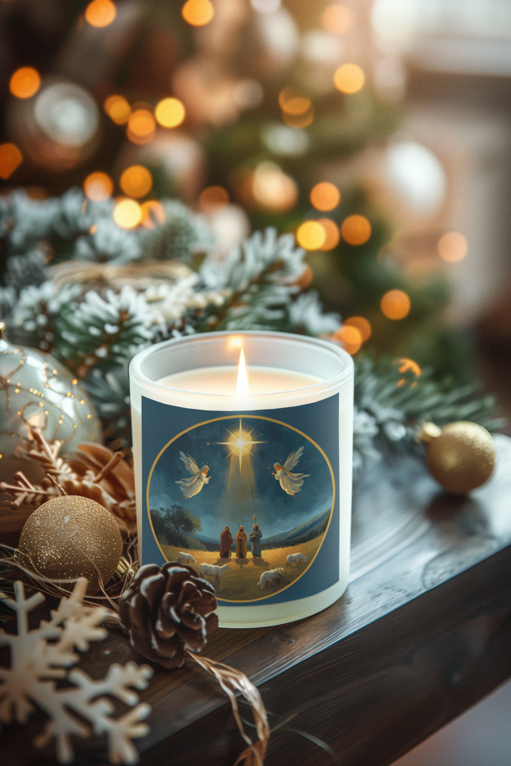 Holiday Scented Candle — Nativity Star Design (4oz & 9oz)