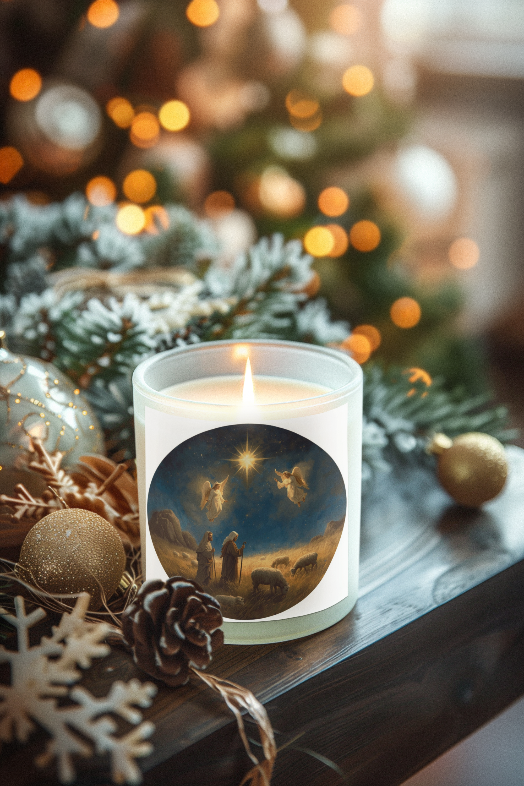 Nativity Night Candle — Shepherds & Star (4oz/9oz)