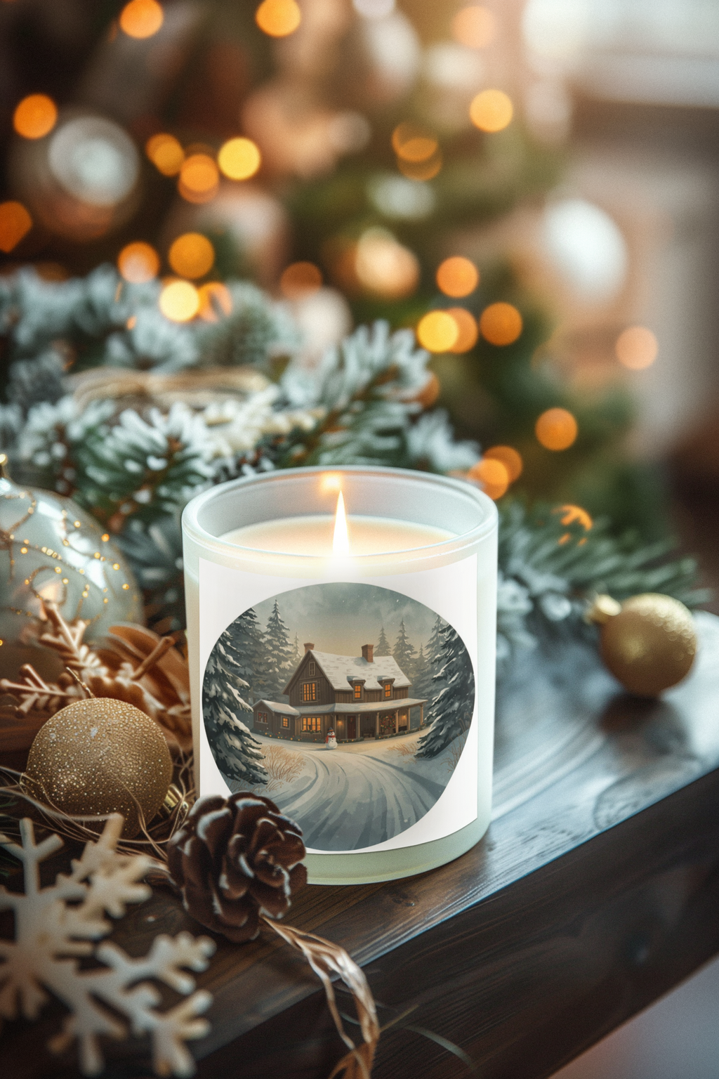 Winter Cottage Candle — Holiday Jar (4oz & 9oz)