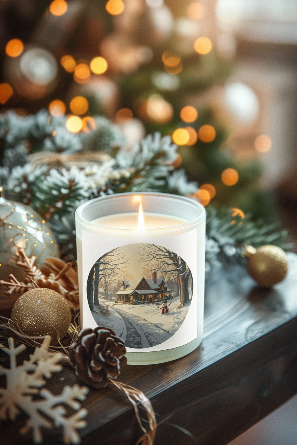 Winter Cottage Candle — Cozy Holiday Glow (4oz/9oz)