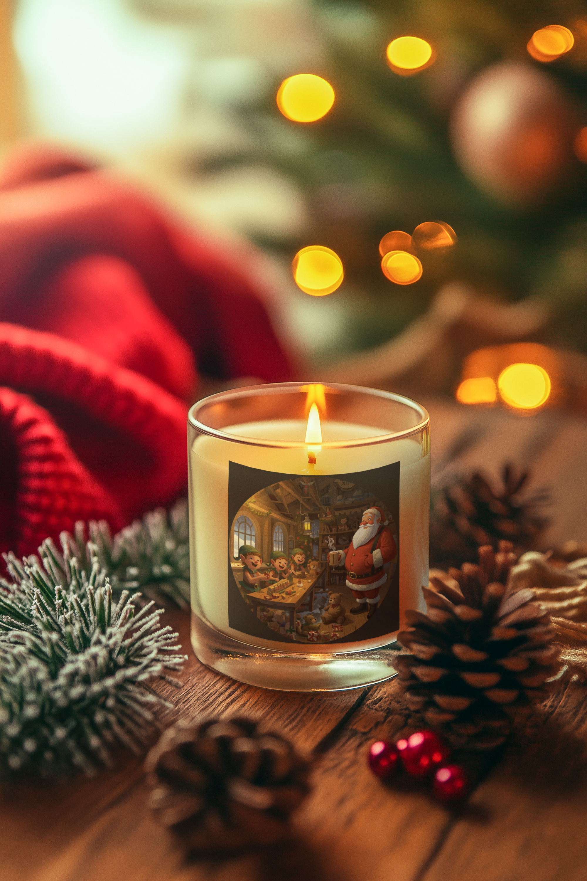 Holiday Scented Candle — Cozy Santa Workshop Jar (4oz/9oz)