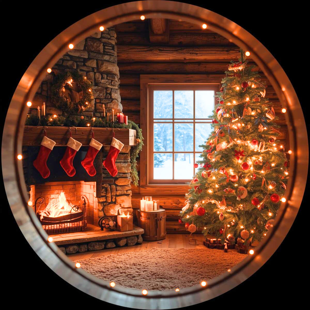 Christmas Cabin Ceramic Ornament