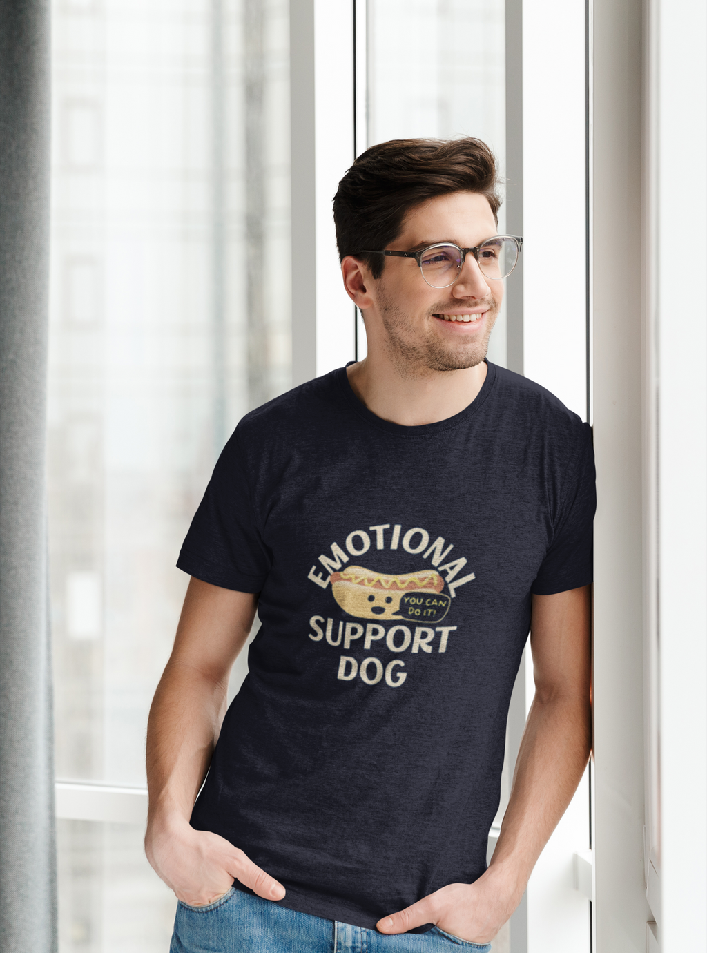 Emotional Support Dog Pun T-Shirt – Funny Hot Dog Humor Tee for Dog Lovers & Food Fans