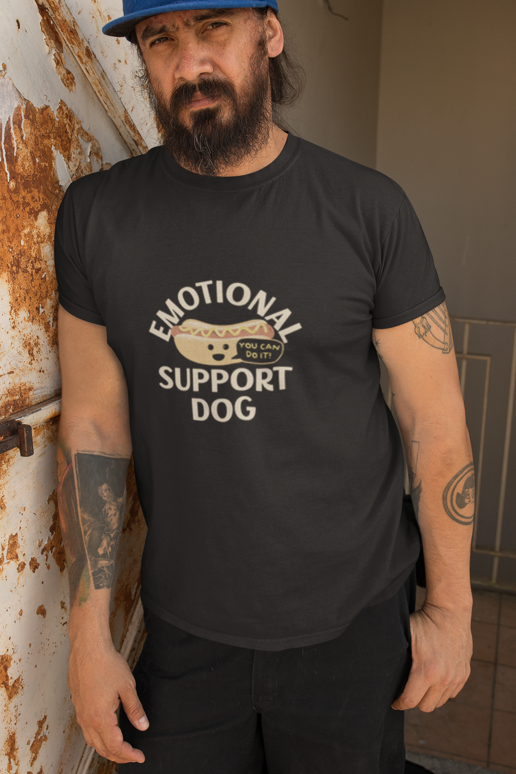 Emotional Support Dog Pun T-Shirt – Funny Hot Dog Humor Tee for Dog Lovers & Food Fans