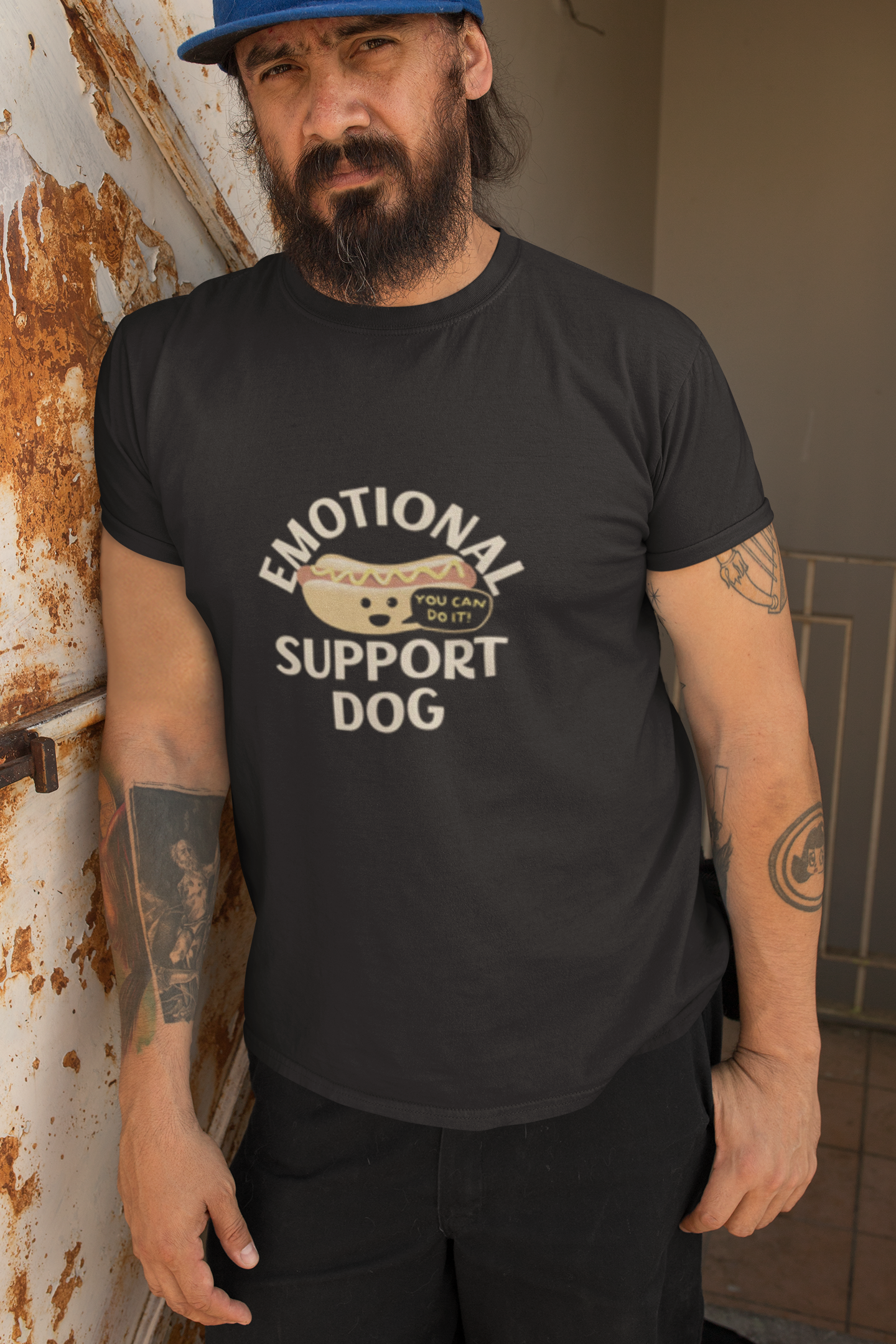 Emotional Support Dog Pun T-Shirt – Funny Hot Dog Humor Tee for Dog Lovers & Food Fans