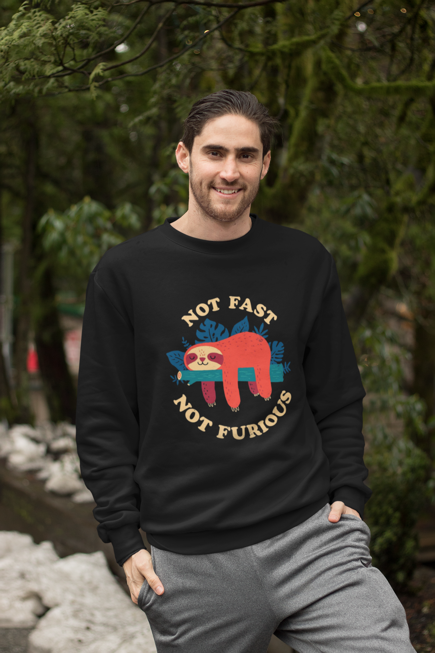 Not Fast Not Furious Sloth Sweatshirt – Cozy Funny Graphic Pullover for Everyday Comfort