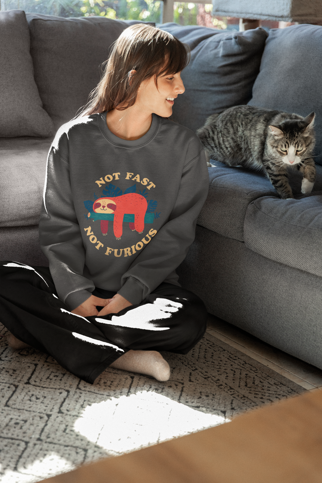 Not Fast Not Furious Sloth Sweatshirt – Cozy Funny Graphic Pullover for Everyday Comfort