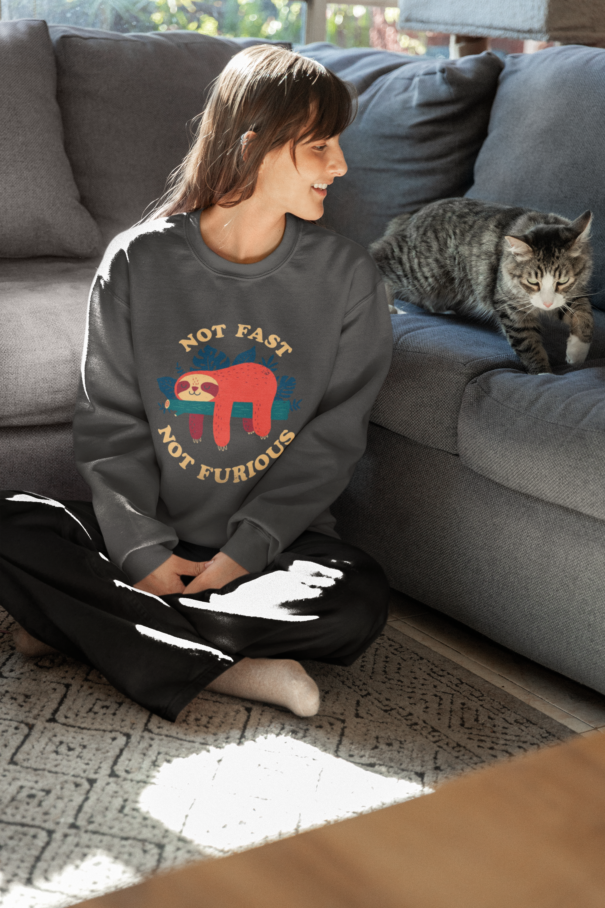 Not Fast Not Furious Sloth Sweatshirt – Cozy Funny Graphic Pullover for Everyday Comfort