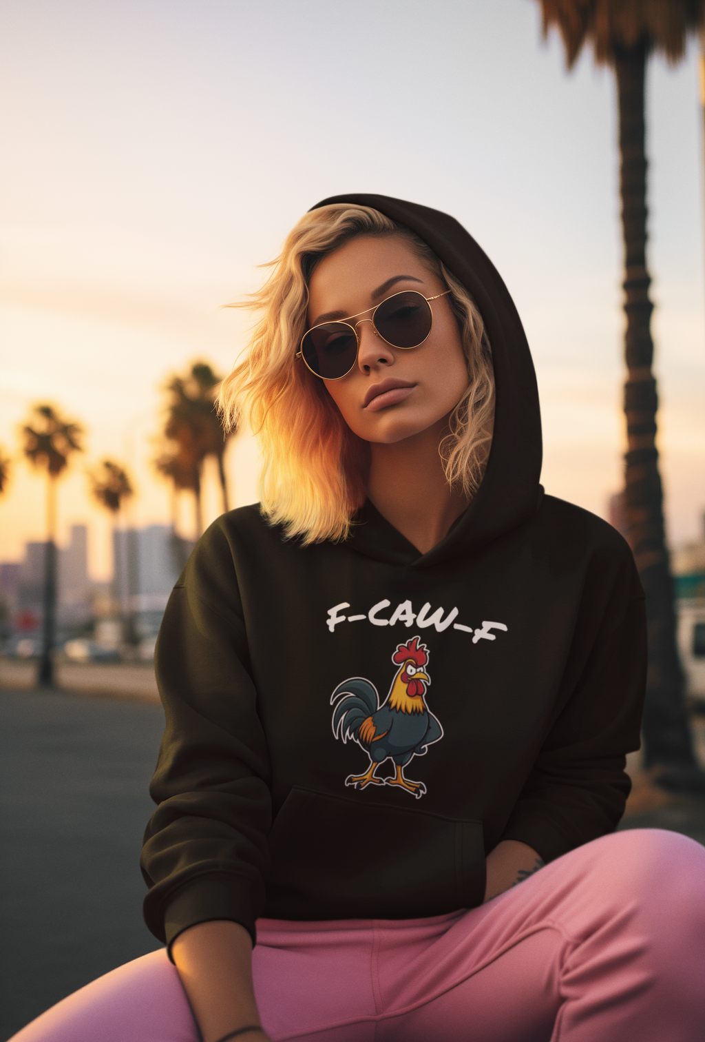 F-CAW-F Angry Rooster Hoodie – Funny Sarcastic Hoodie for Work & Everyday Wear