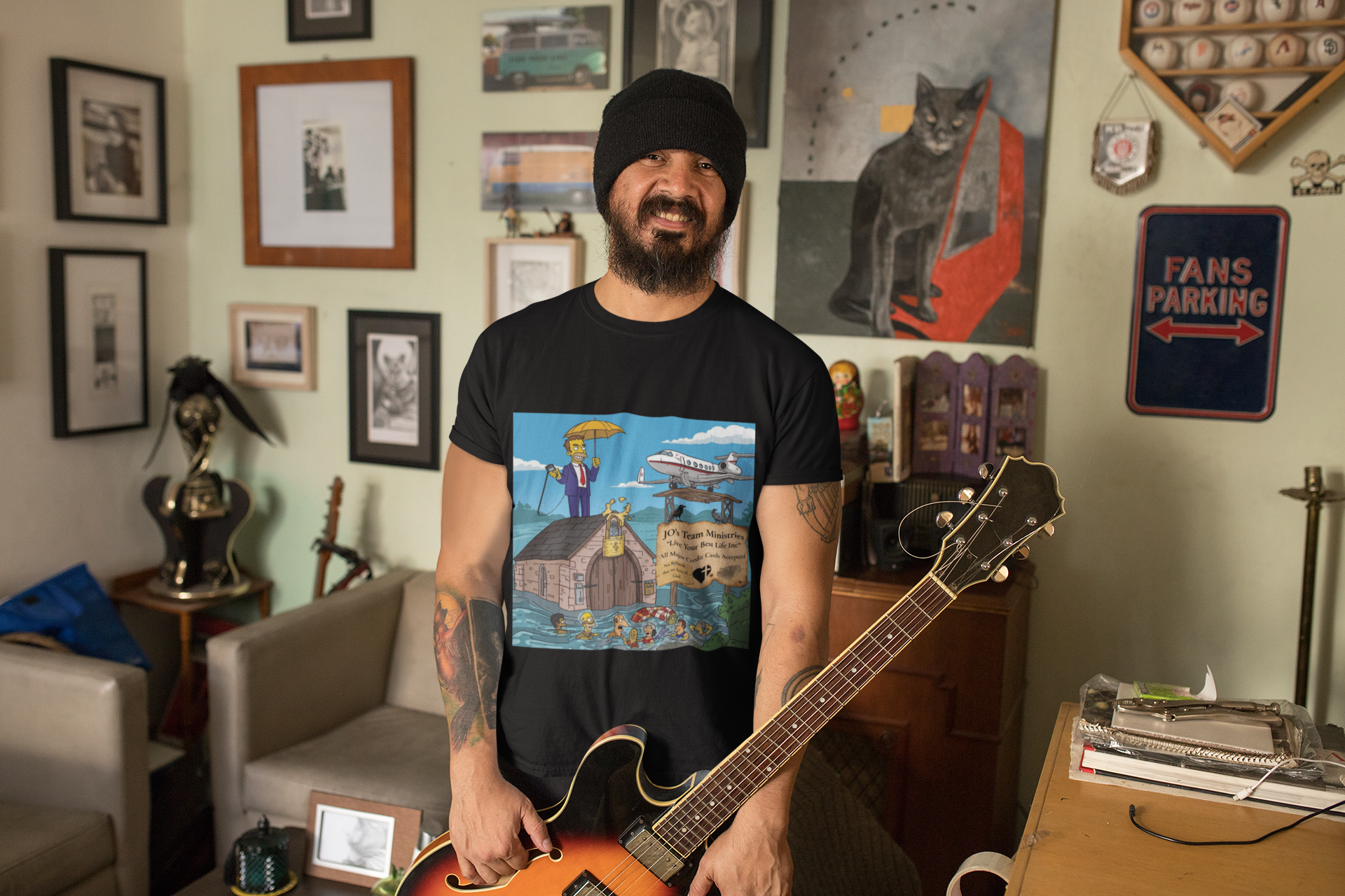 Prosperity Gospel Parody T-Shirt – “JO’s Team Ministries” Simpsons-Style Satire Tee