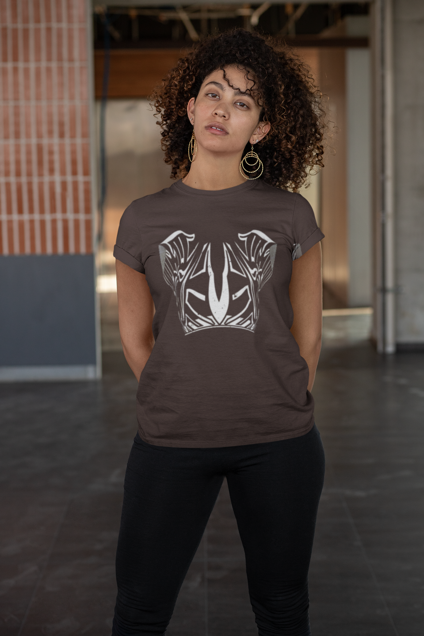 Tribal Chest Armor Graphic T-Shirt - Bold High-Contrast Streetwear Tee