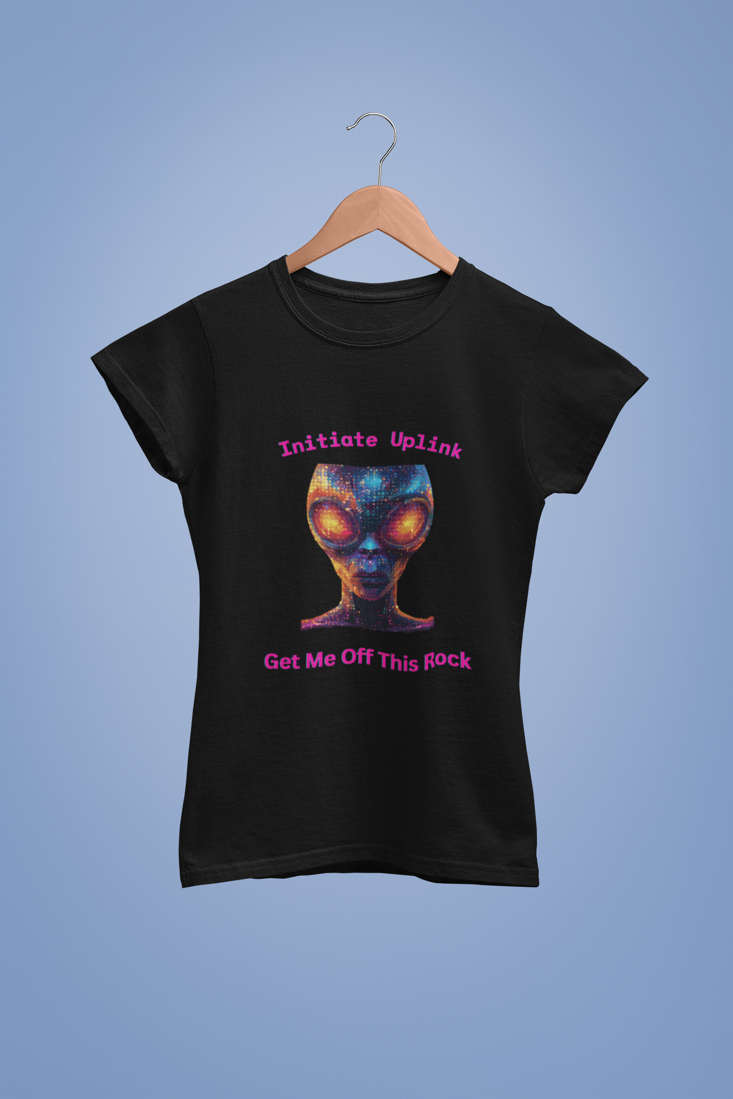 Alien Graphic T-Shirt — "Initiate Uplink / Get Me Off This Rock"