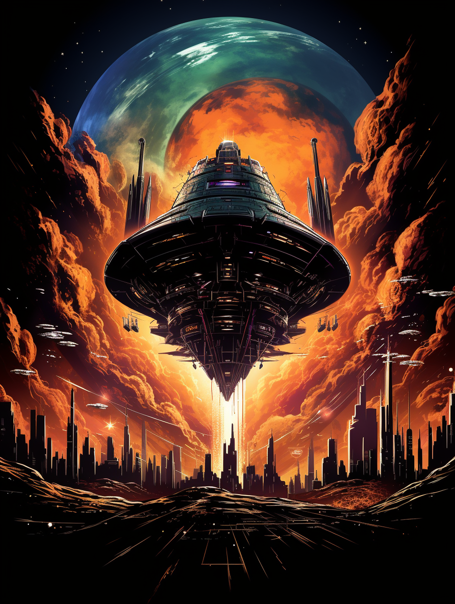 Apocalypse Arrival UFO Poster – Retro Sci-Fi Wall Art (3 Sizes)