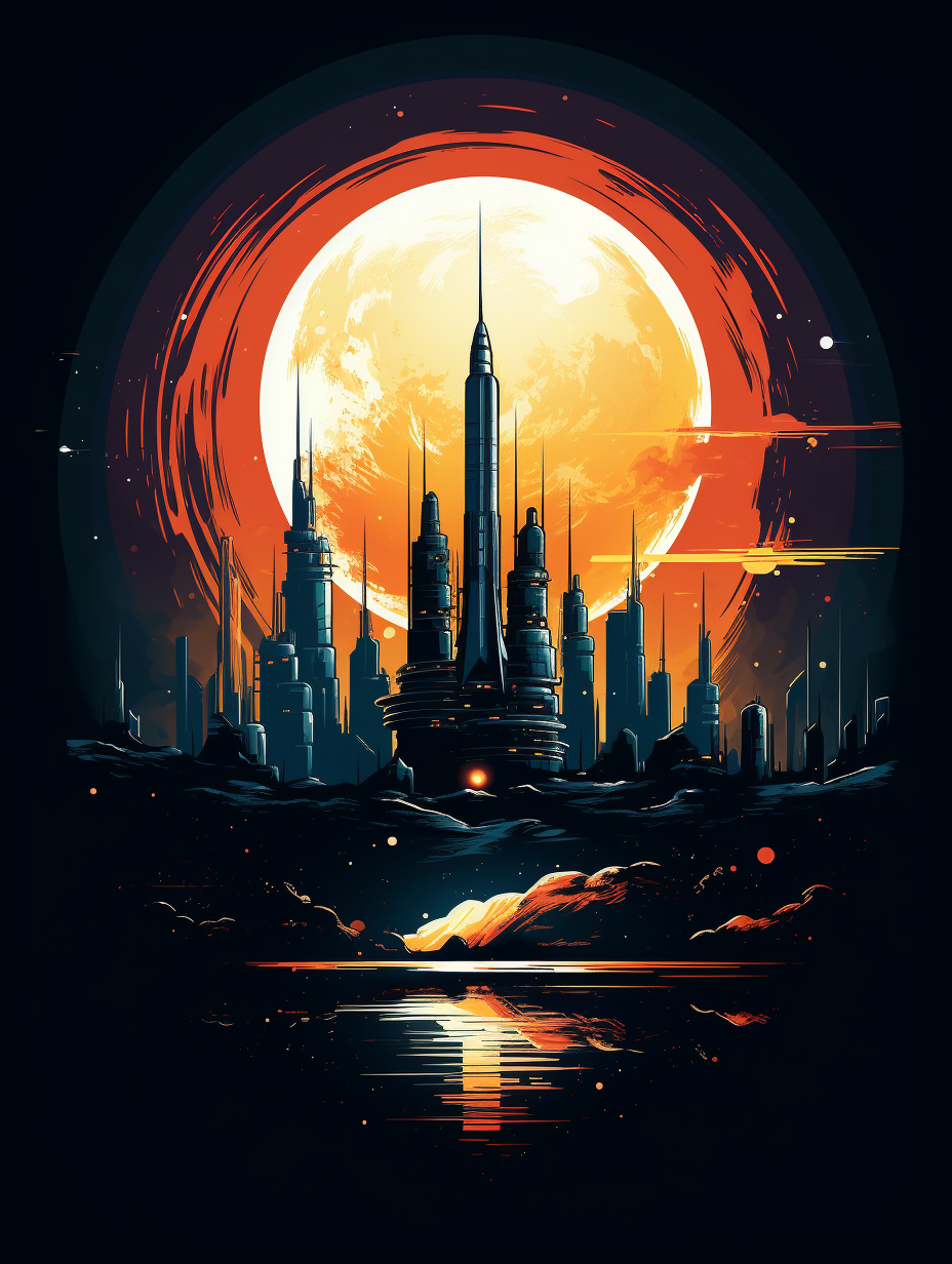 Solar Citadel Rising – Retro Sci-Fi Megastructure Poster (3 Sizes)