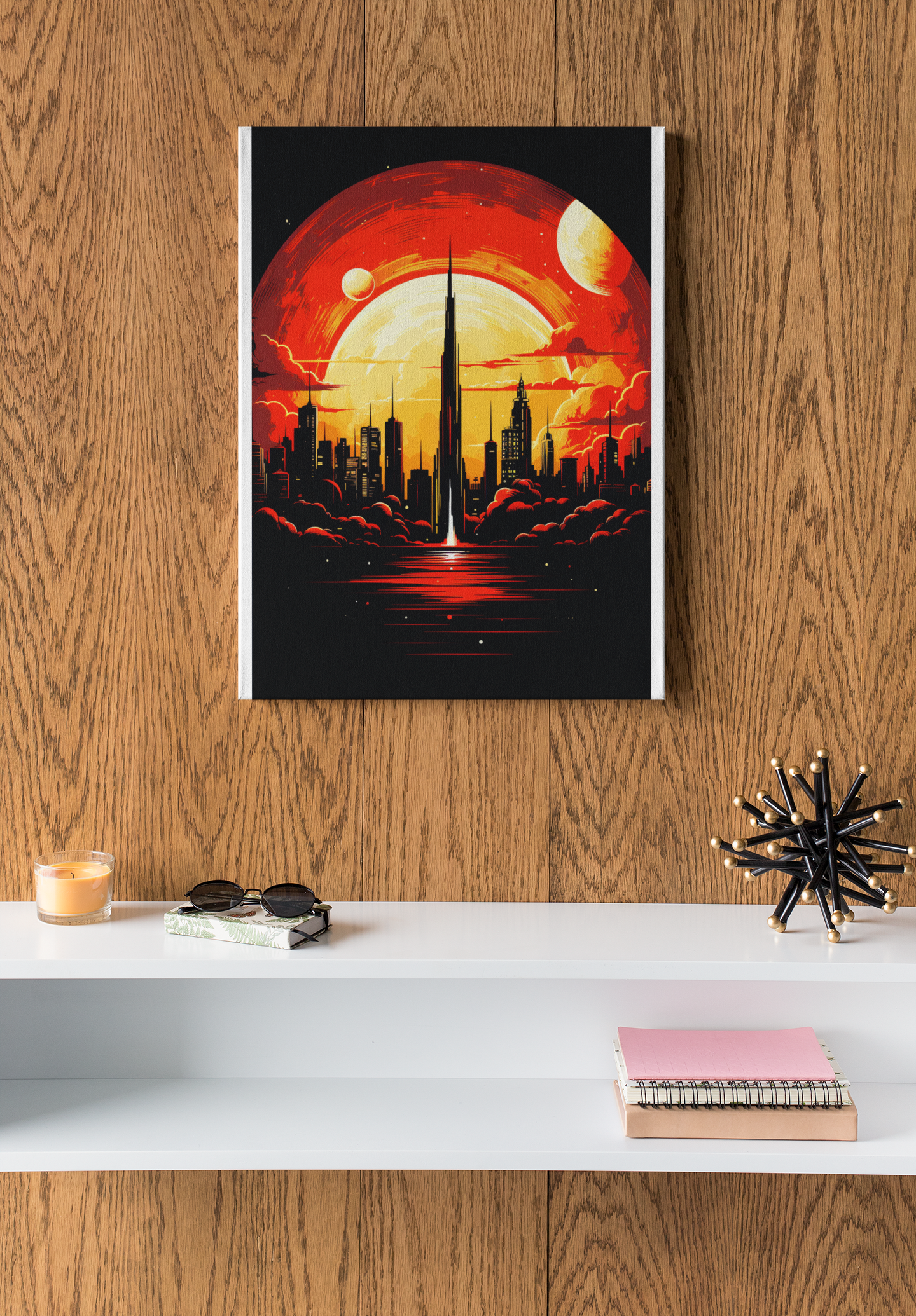 Solar Rise Skyline Poster – Retro Sci-Fi Wall Art (3 Sizes)