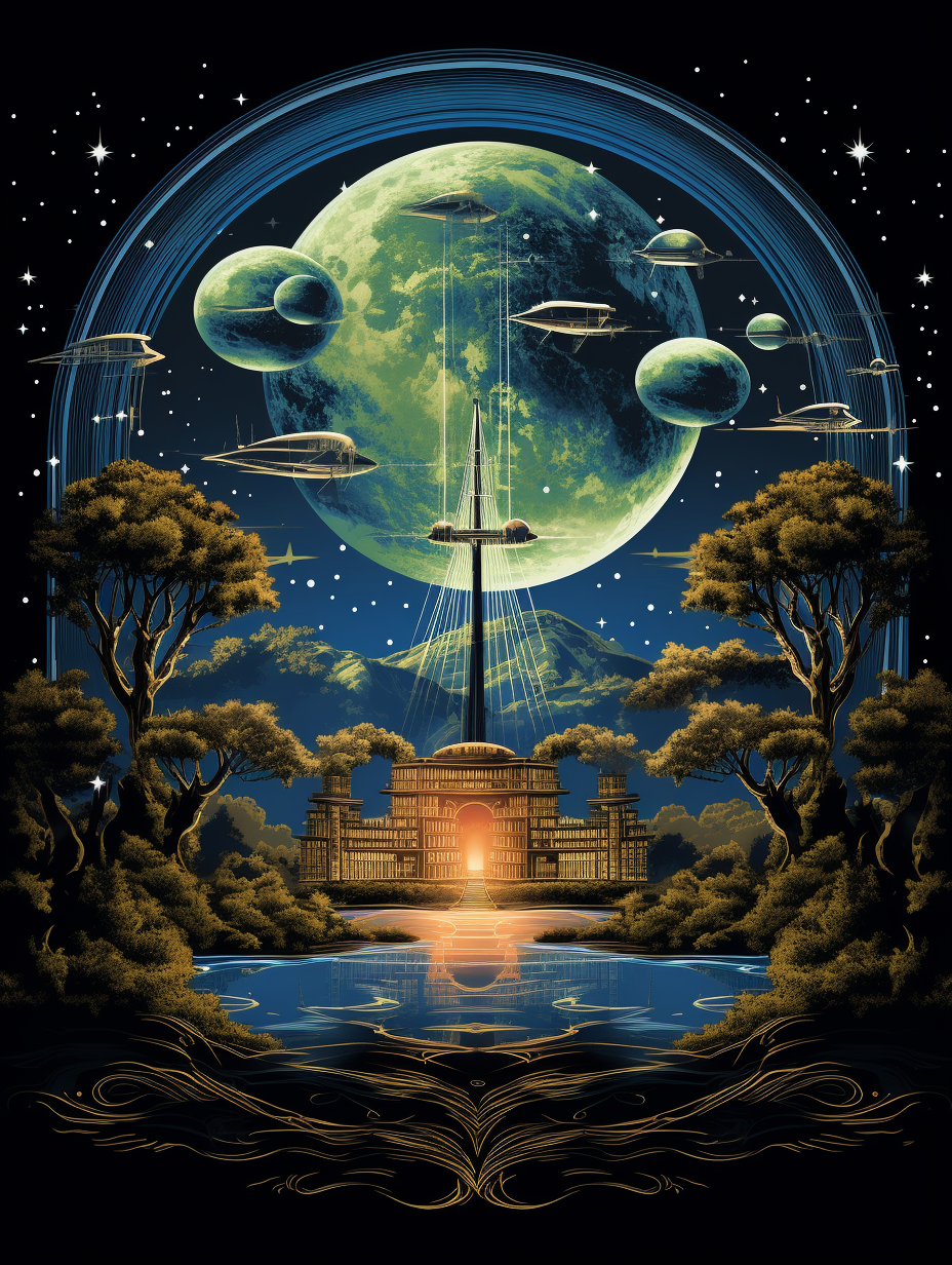 Moonrise Citadel – Retro Cosmic Gateway Poster (3 Sizes)