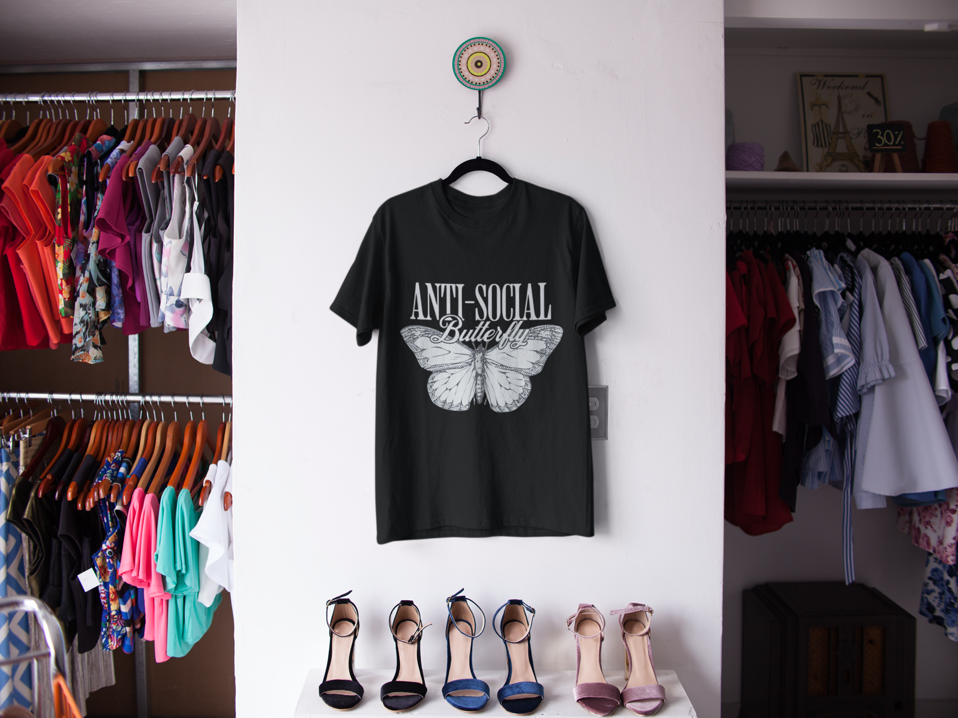 Anti-Social Butterfly T-Shirt — Graphic Butterfly Tee for Introverts