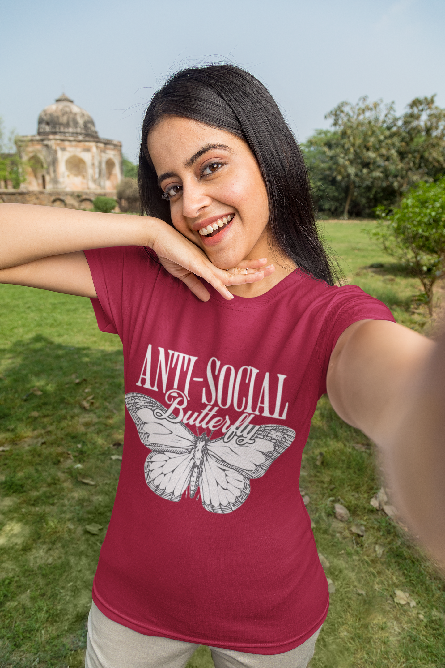 Anti-Social Butterfly T-Shirt — Graphic Butterfly Tee for Introverts