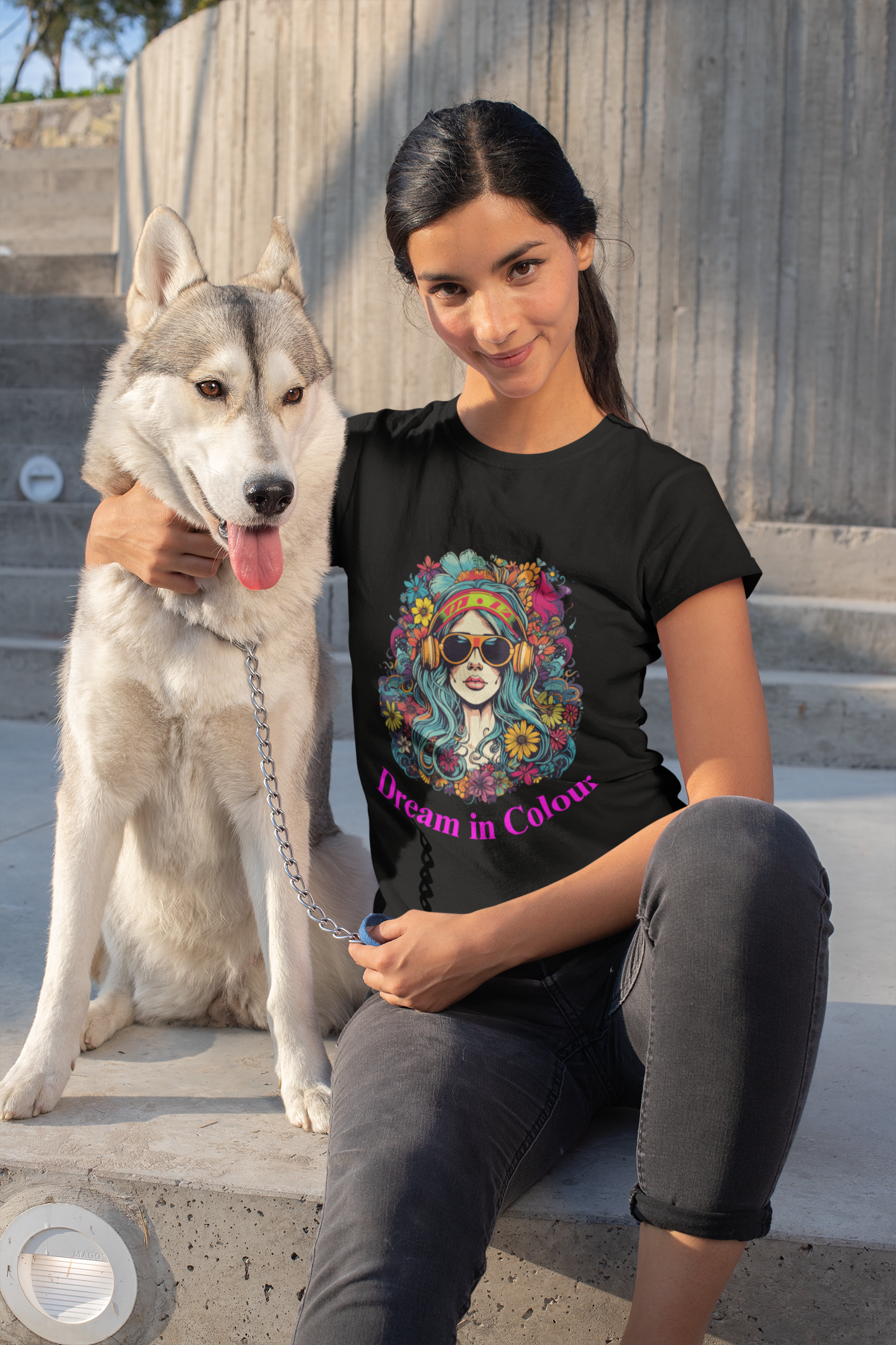 Dream in Colour – Retro Psychedelic Women’s Tee (Black Only)