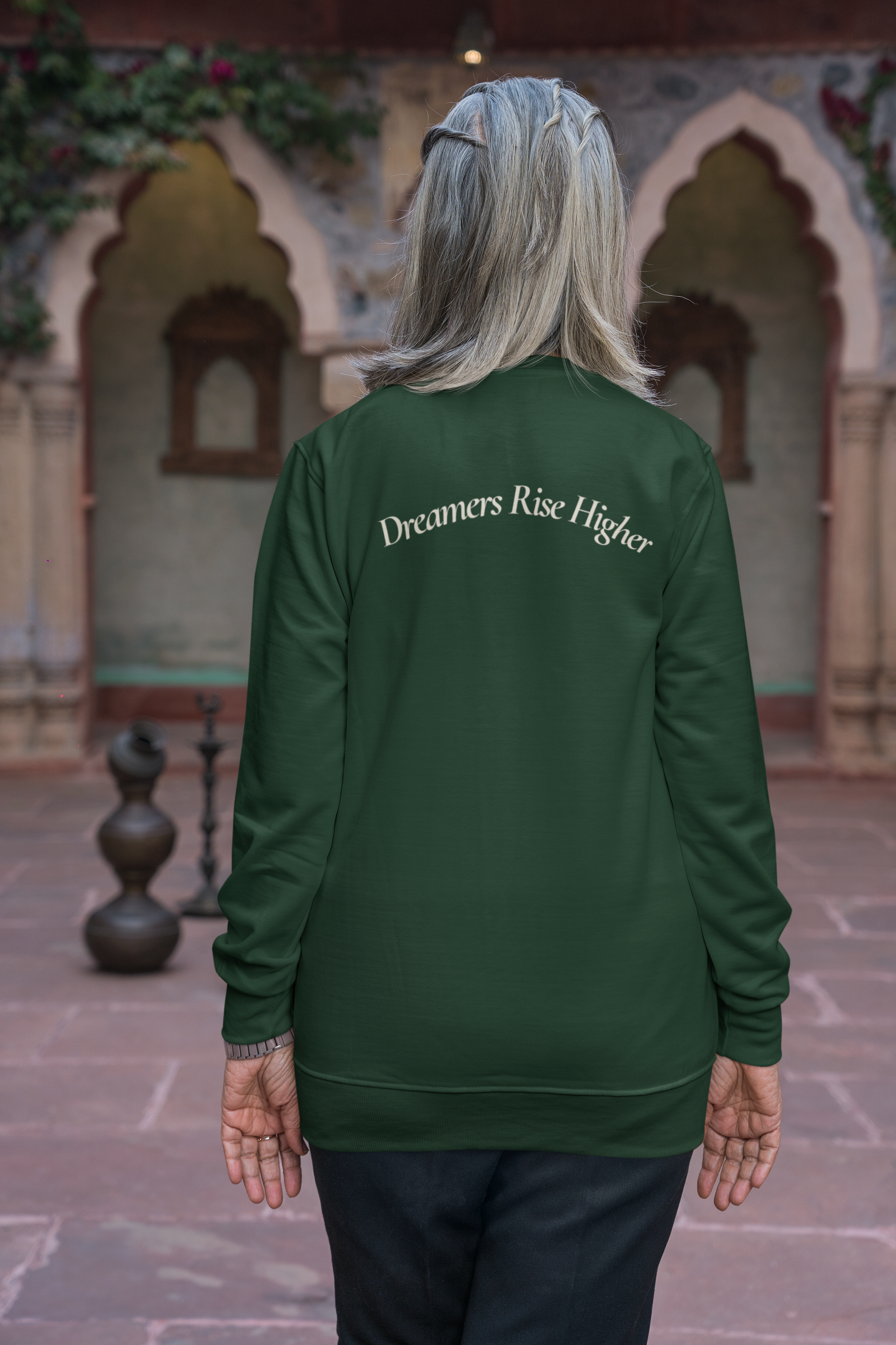 Dreamers Rise Higher — Floral Hot Air Balloon Premium Sweatshirt