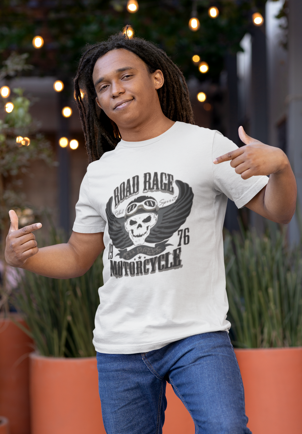 Road Rage Motorcycle Rebel Spirit Skull - Vintage Biker Graphic Tee