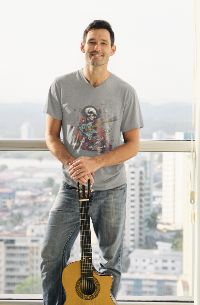 Skull Guitarist Tee - Premium Rock & Roll Skeleton Graphic T-Shirt