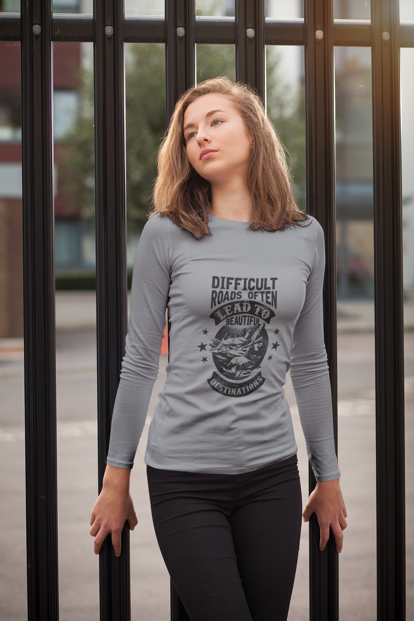 Difficult Roads Often Lead To Beautiful Destinations Long Sleeve Tee