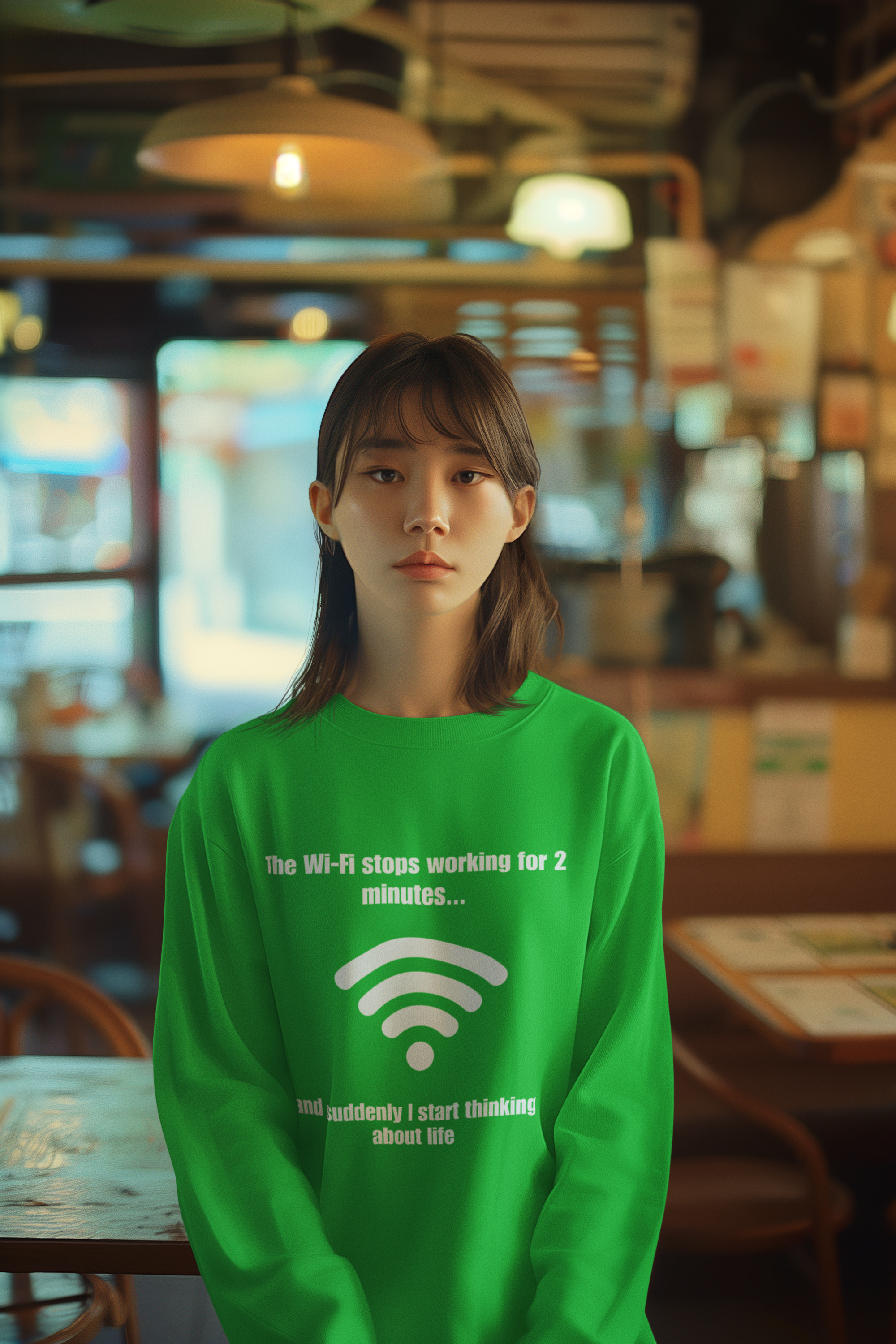 Crewneck Sweatshirt — "The Wi‑Fi Stops Working for 2 Minutes...and Suddenly I Start Thinking About Life"
