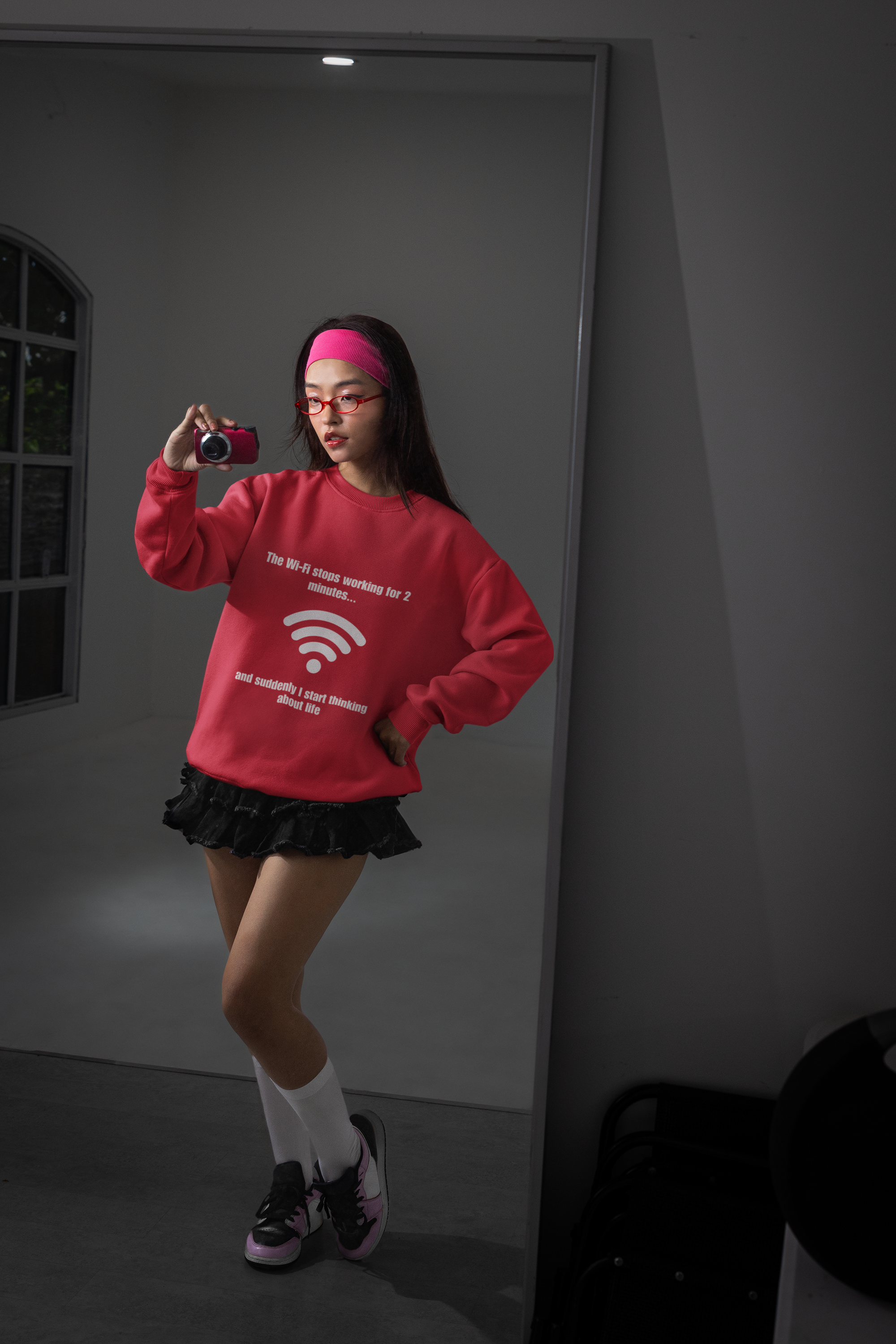 Crewneck Sweatshirt — "The Wi‑Fi Stops Working for 2 Minutes...and Suddenly I Start Thinking About Life"