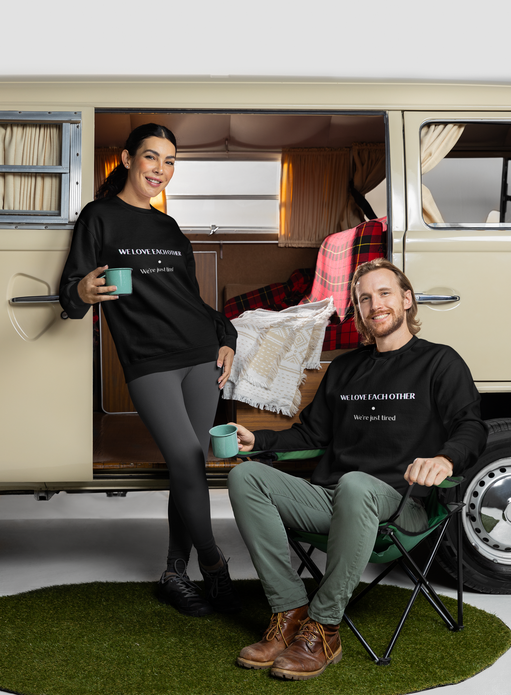 We Love Each Other – We’re Just Tired Funny Relationship Sweatshirt (Black)