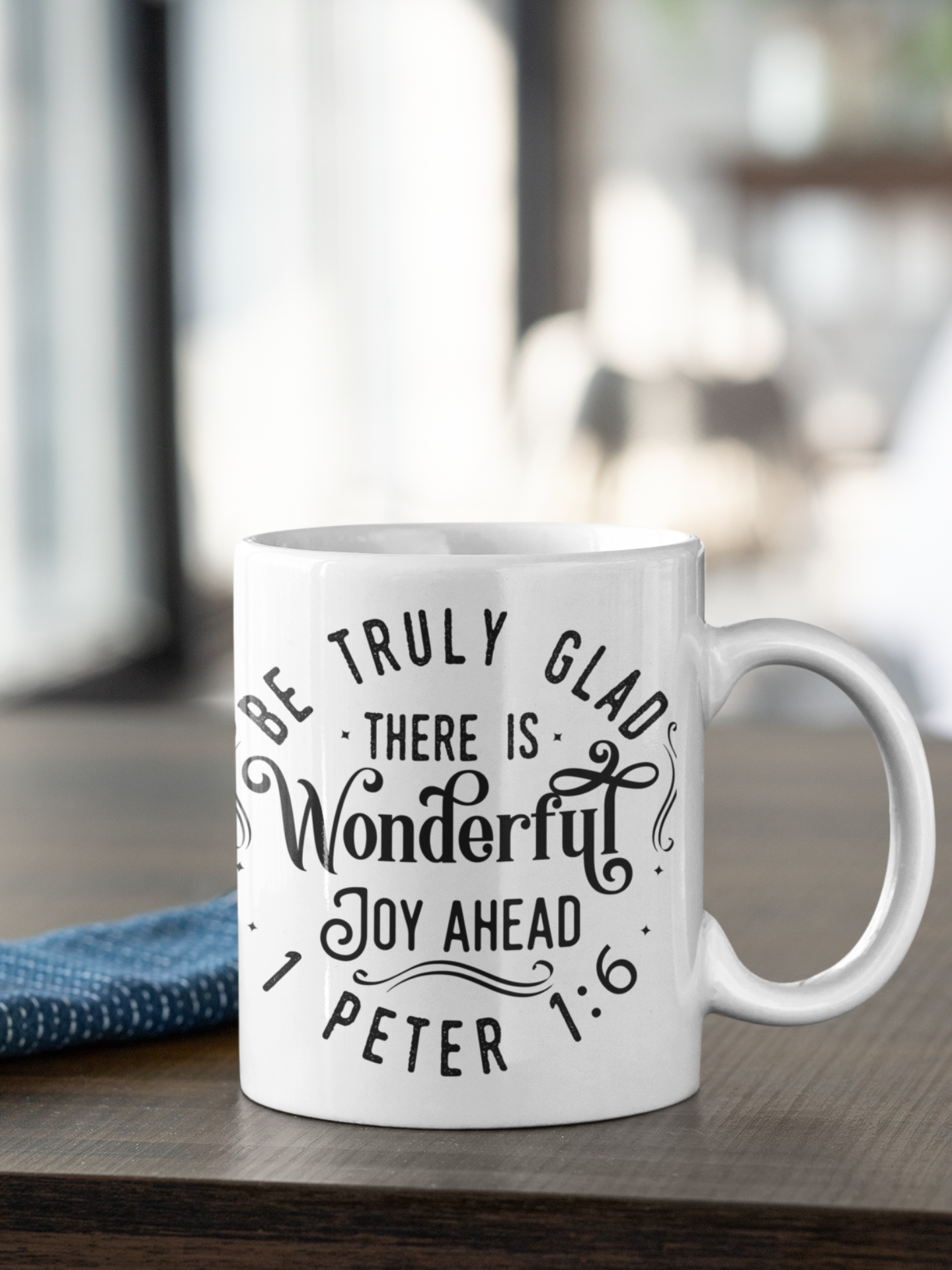 1 Peter 1:6 "Wonderful Joy" Floral Scripture Coffee Mug