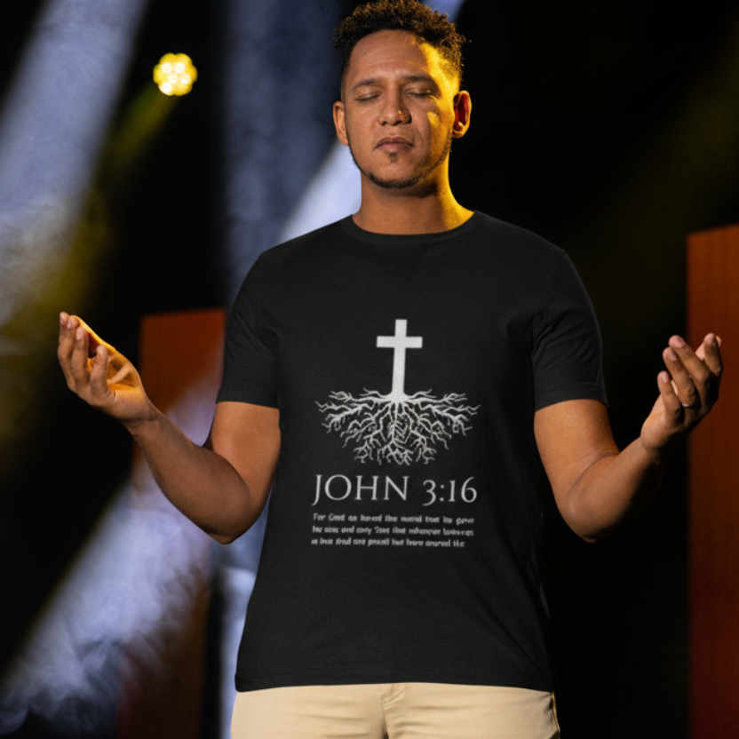 John 3:16 Rooted in Faith Premium Tee