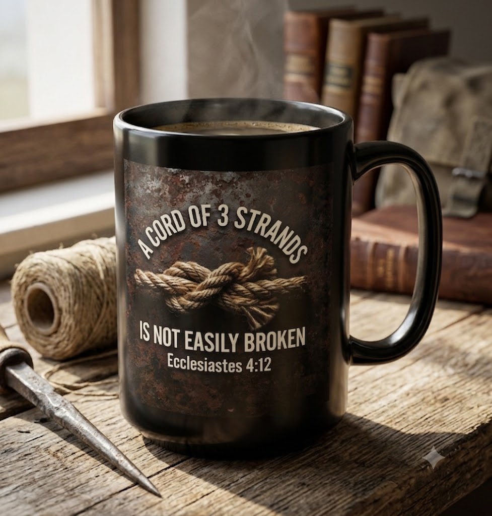 A Cord of 3 Strands Coffee Mug — Ecclesiastes 4:12 — Christian Gift