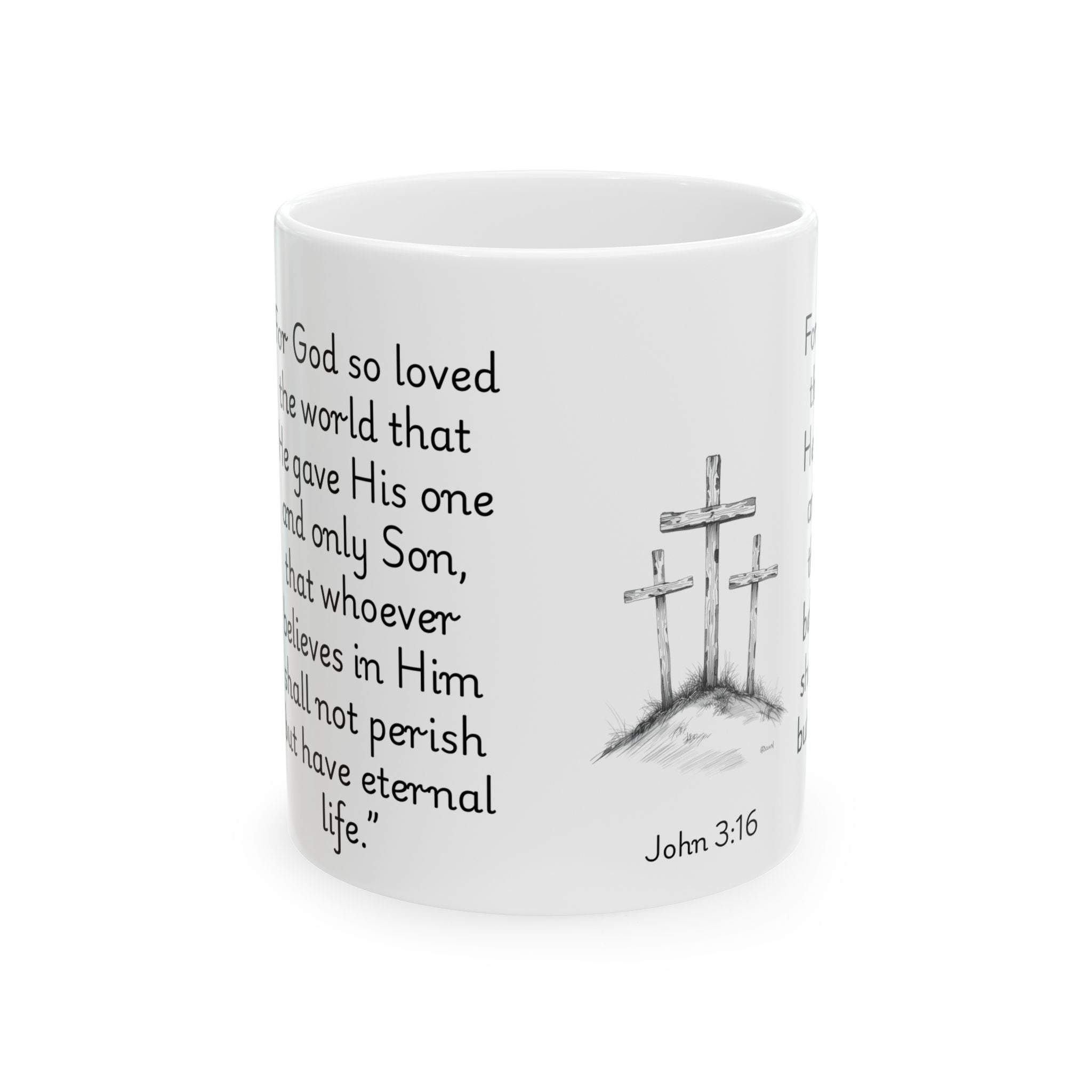 John 3:16 Three Crosses – Christian Coffee Mug