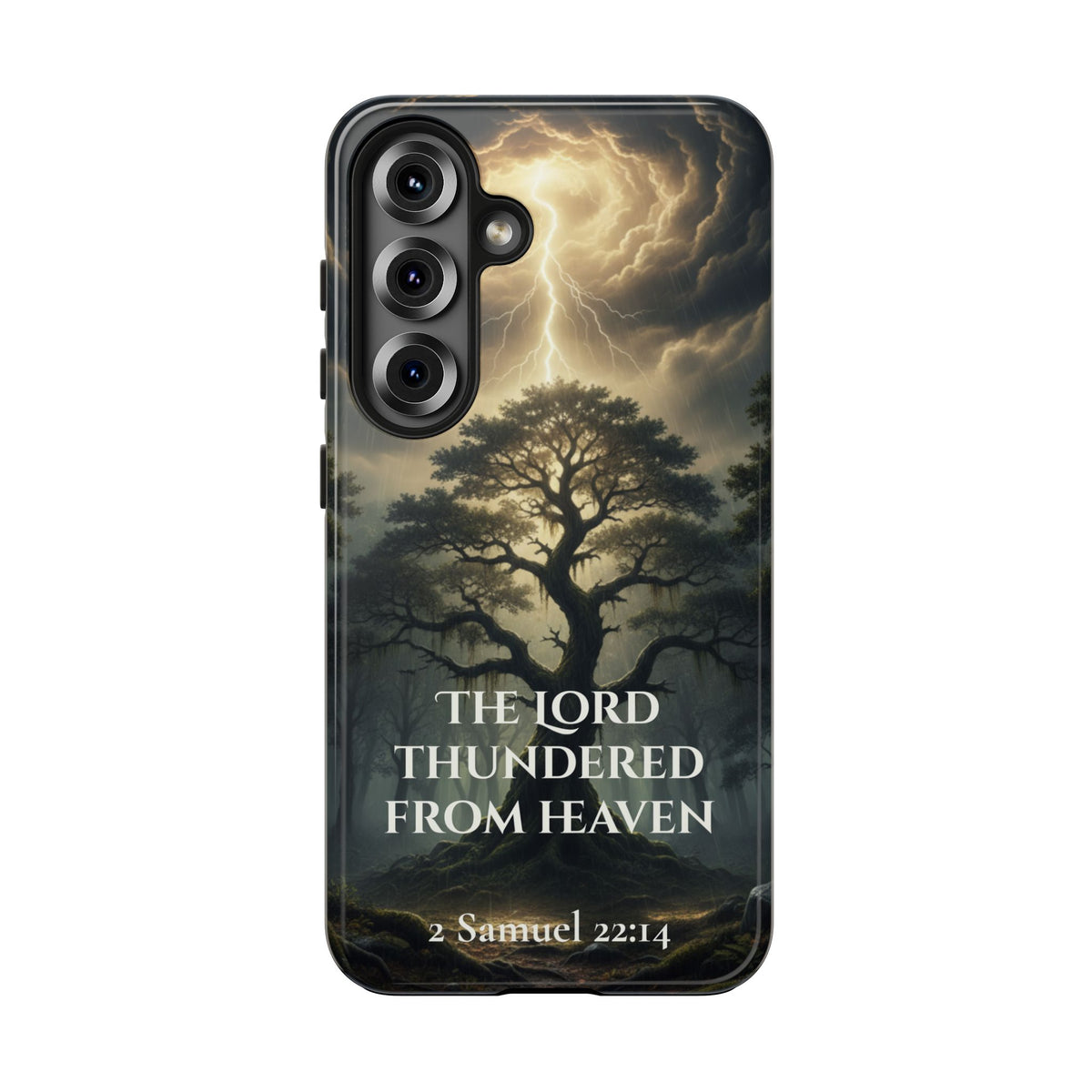 Christian Phone Case — "The Lord Thundered From Heaven" (2 Samuel 22:14) Storm & Lightning Design