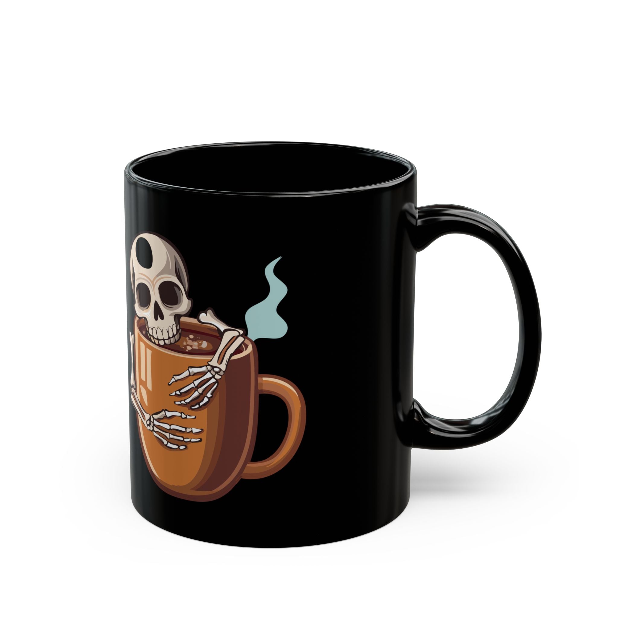 Skeleton Hugging Coffee Mug | 11oz & 15oz Black Ceramic